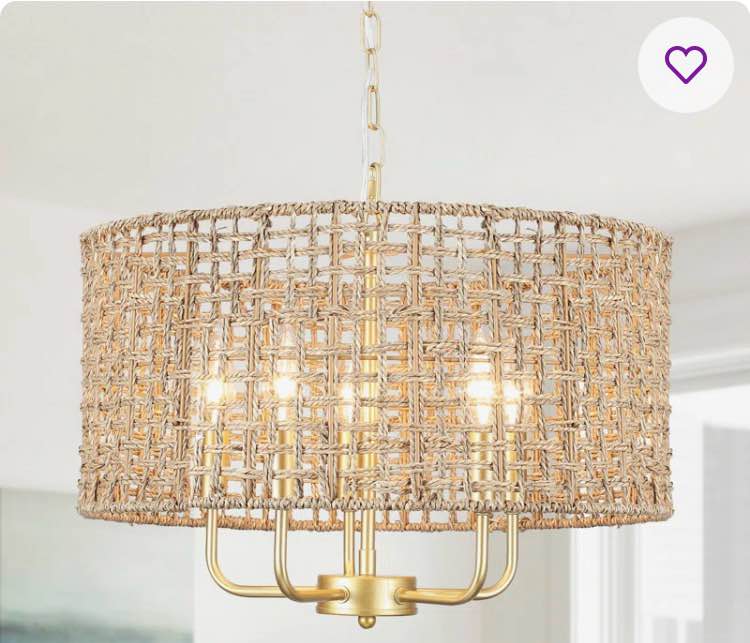 Ekkehard 5 - Light Dimmable Drum Chandelier Natural Rattan Bohemian Pendant