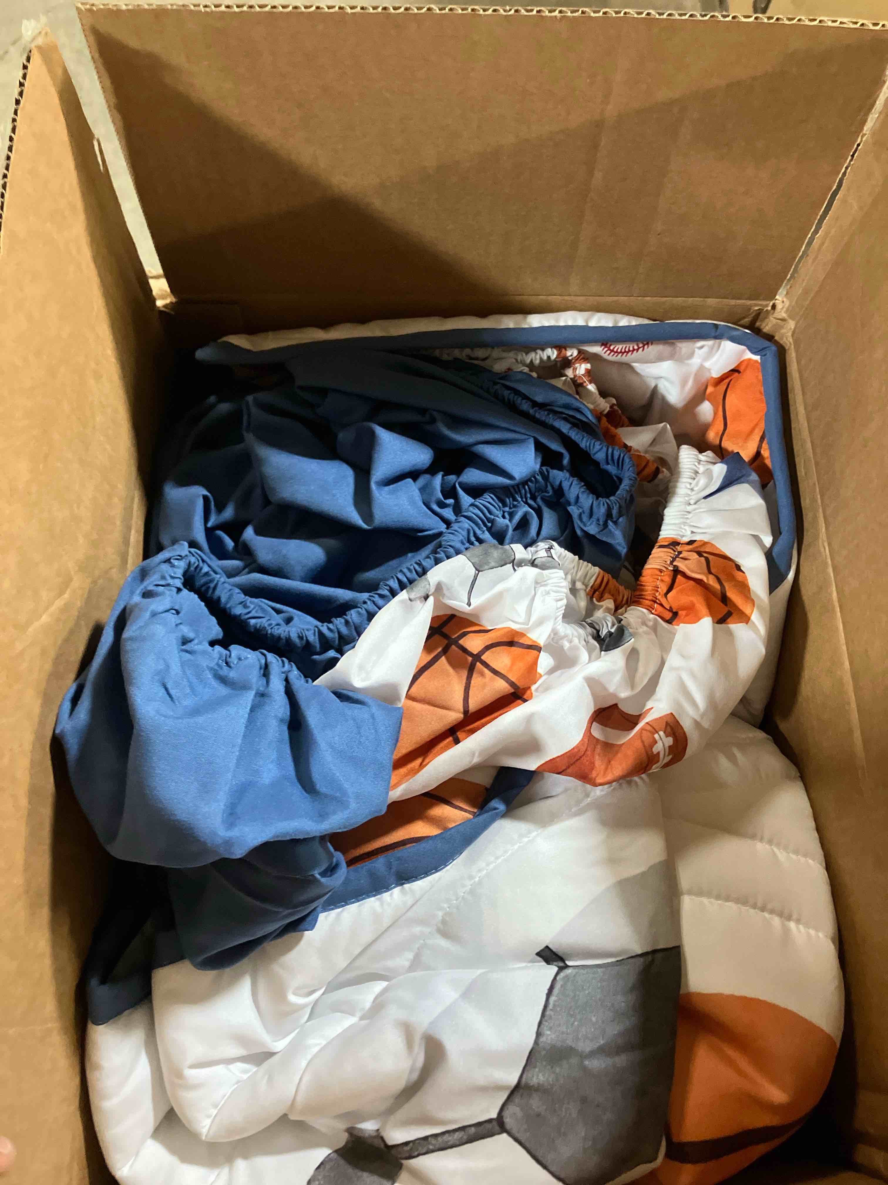 Condition photo showing Good Condition for Water Color Sports Theme 3 Piece Mini Crib Bedding 