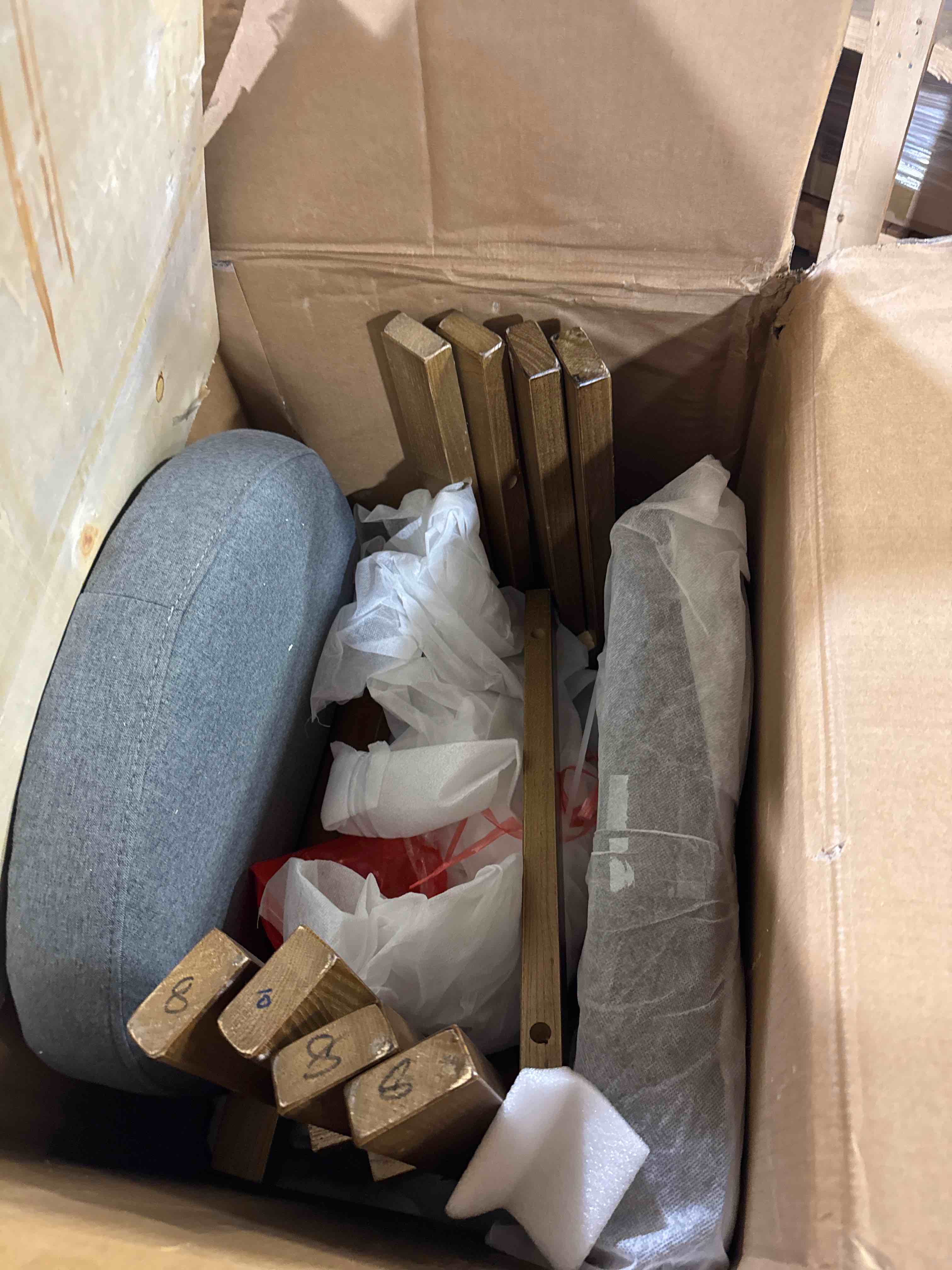 Condition photo showing Good Condition for Bula Stanford Upholstered Curved Solid Wood Dining Chair ( Set of 2)