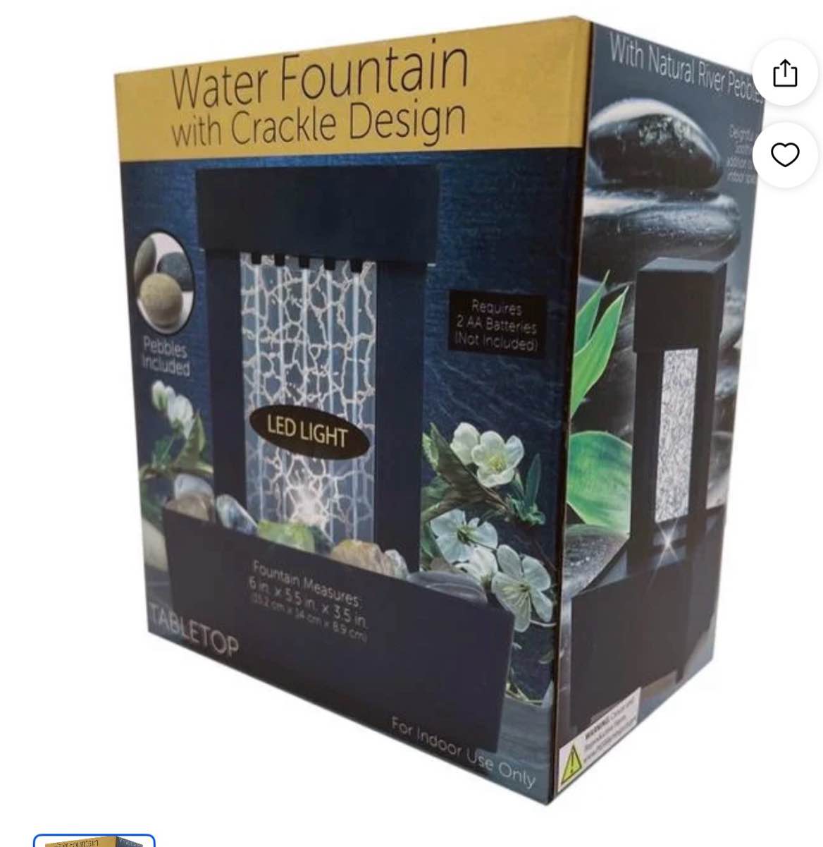 CA884 Battery-Operated Water Fountain with Crackle Design Stones Included - Pack of 4