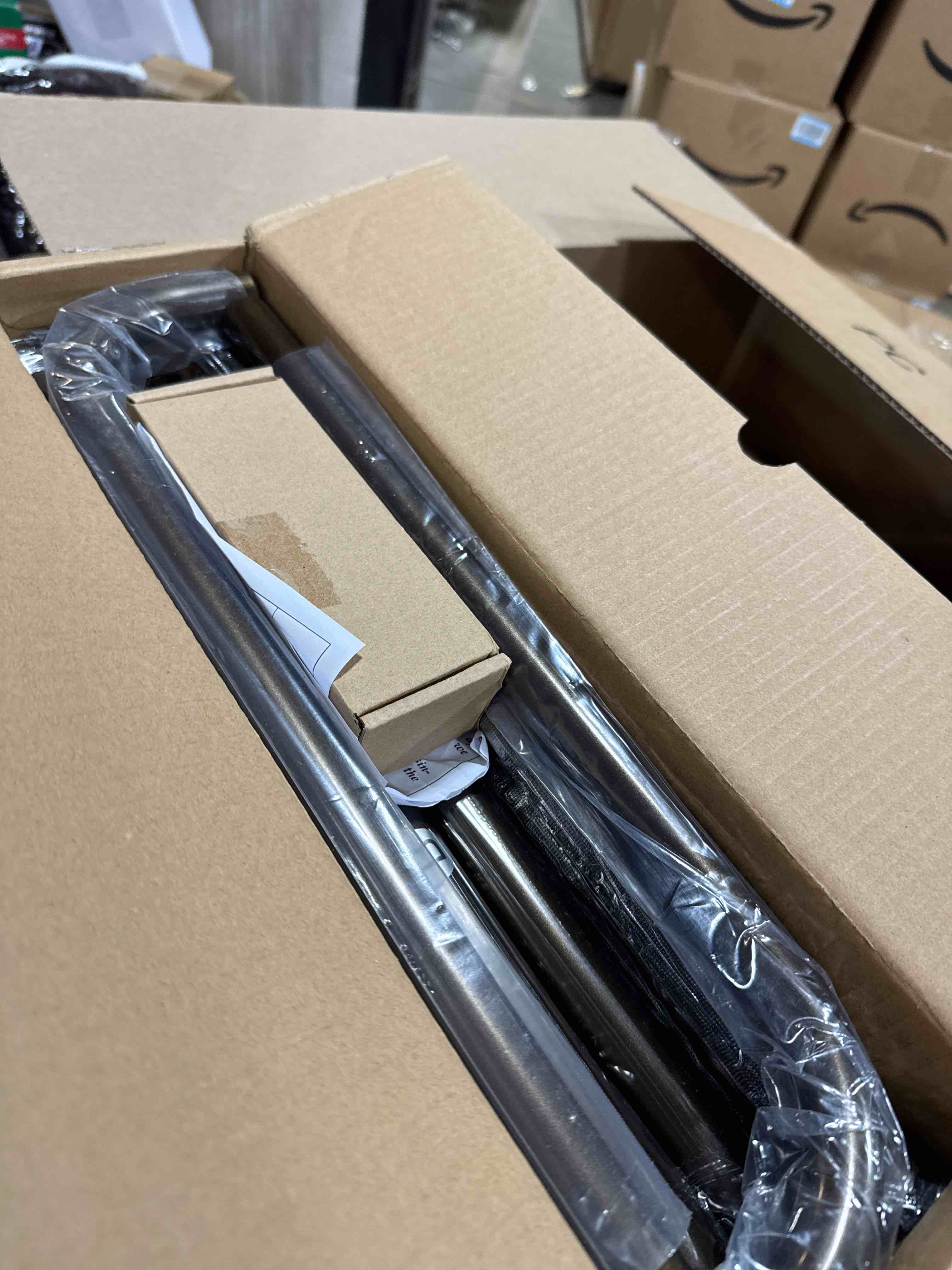Condition photo showing New/Like New for Bronze Curtain Rods for Windows 66 to 120 Inch, Wrap Around Long Heavy Duty Blackout Window Treatment Rods, 1'' Adjustable Curved Drapery Rod for Indoor Outdoor, All Metal, Aluminium Bracket