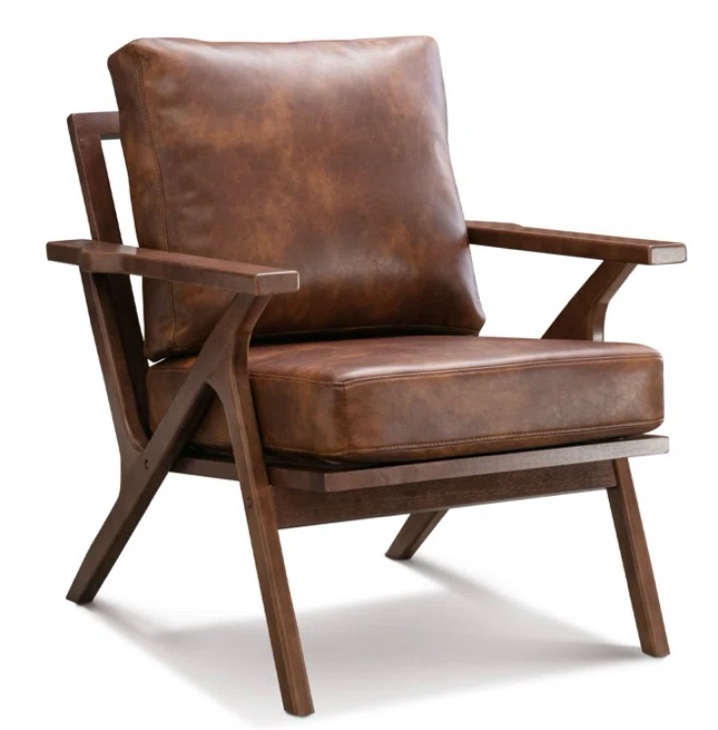 salma 29.5” wide solid wood frame upholstered mid century modern retro accent chair 