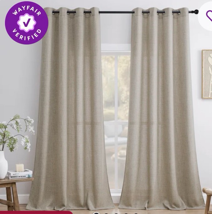 draycott light filtering semi-sheer faux-linen grommet curtains 2 panels set (set of 2)