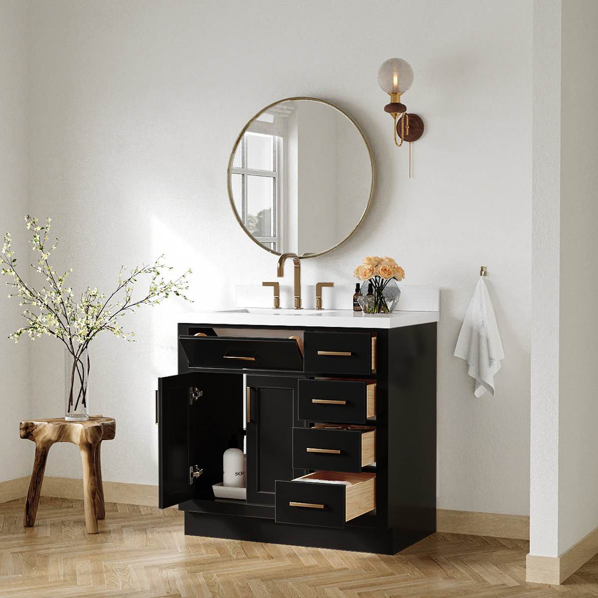 tidworth 36'' solid wood single bathroom vanity by wildon home® (sink top not included)