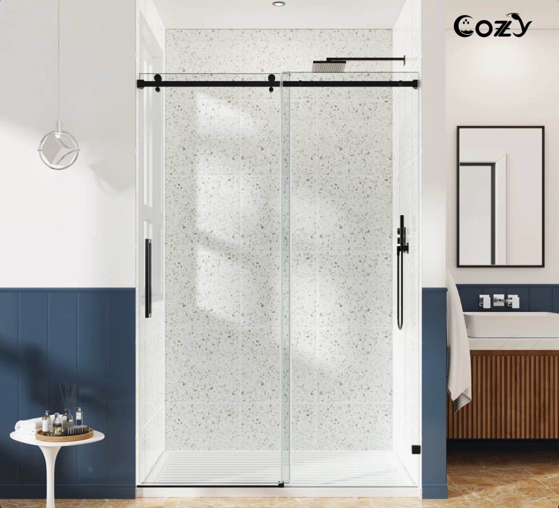 68-73" w x 76" h frameless single sliding shower door tp-gd11-bm-7276 ( only 1 side)