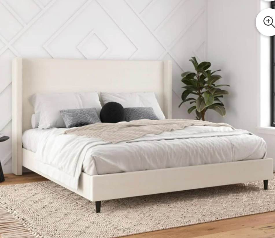 dhp eveline upholstered platform bed frame with high ( headboard only)