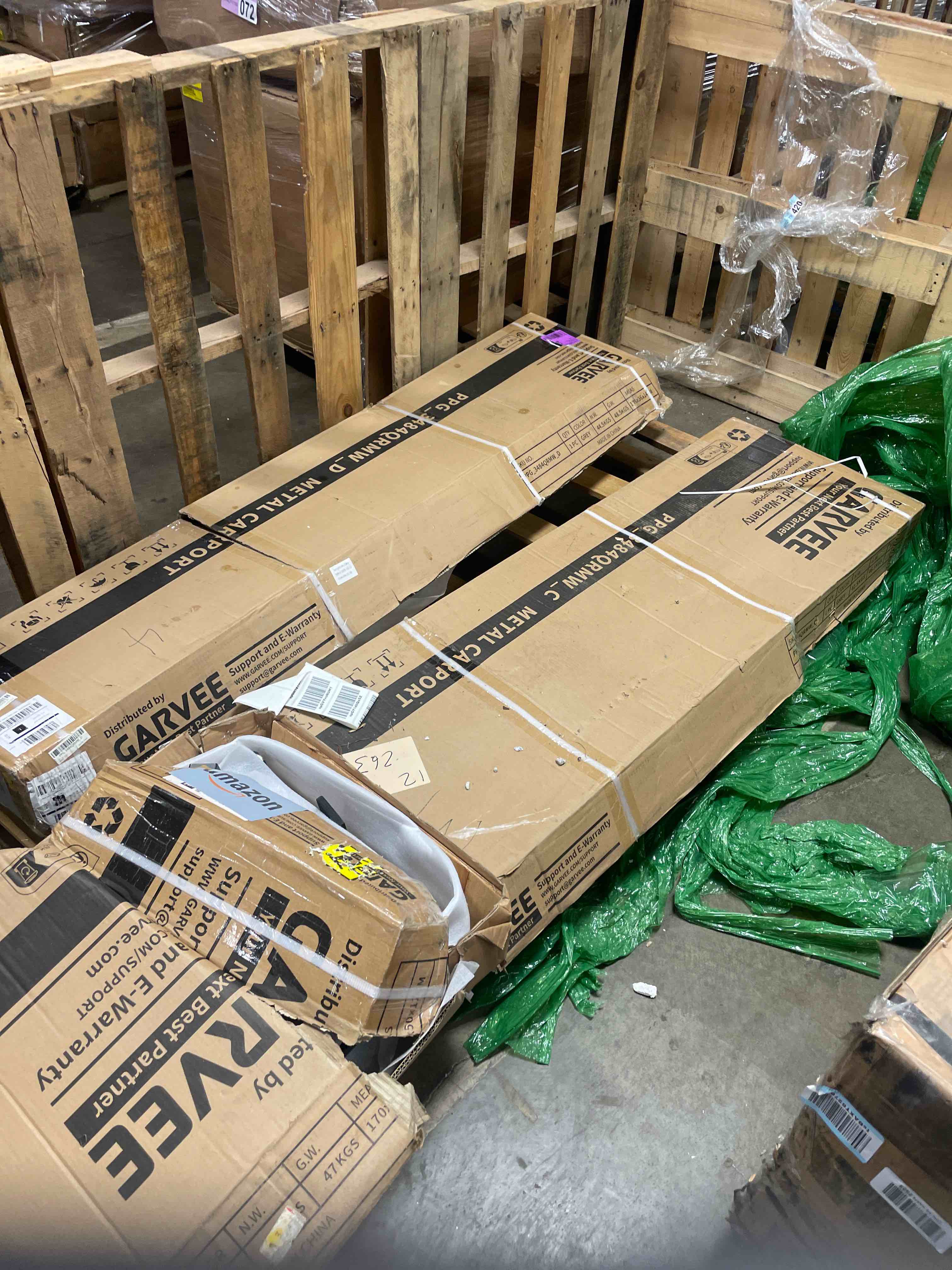 Condition photo showing Good Condition for Garvee 12x20 FT Heavy Duty Metal Carport – Reinforced Base & Galvanized Steel Roof – Outdoor Shelter Canopy for SUV, Truck, Boats – Portable Garage – Gray ( incomplete box 2/ 3/ 4 only )