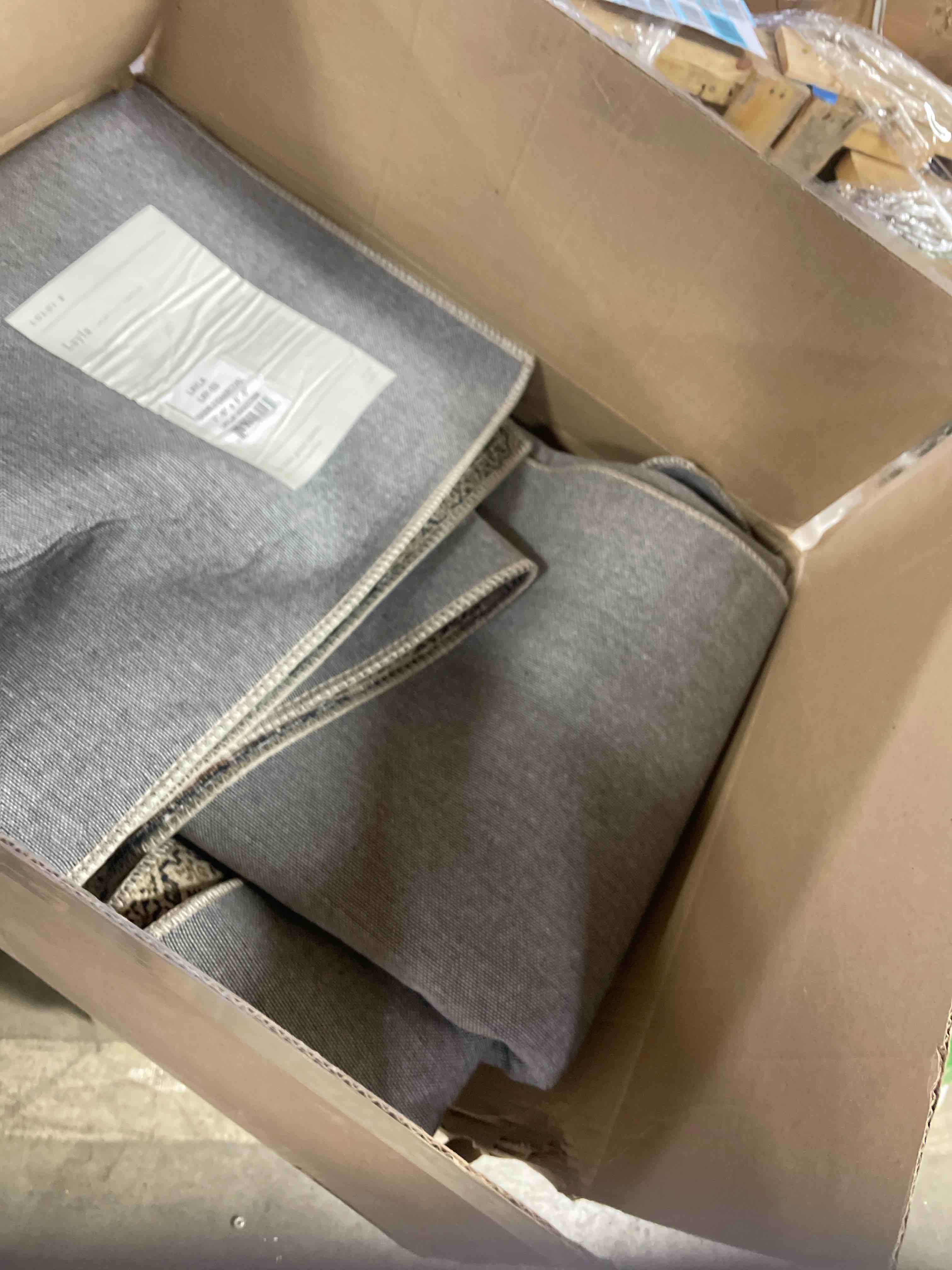 Condition photo showing Good Condition for Loloi Layla Collection LAY-03 Olive/Charcoal 7'-6" x 9'-6" .13" Thick Area Rug, Soft, Durable, Vintage Inspired, Distressed, Low Pile, Non-Shedding, Easy Clean, Printed, Living Room Rug 7'6" x 9'6" (Rectangular) Olive / Charcoal