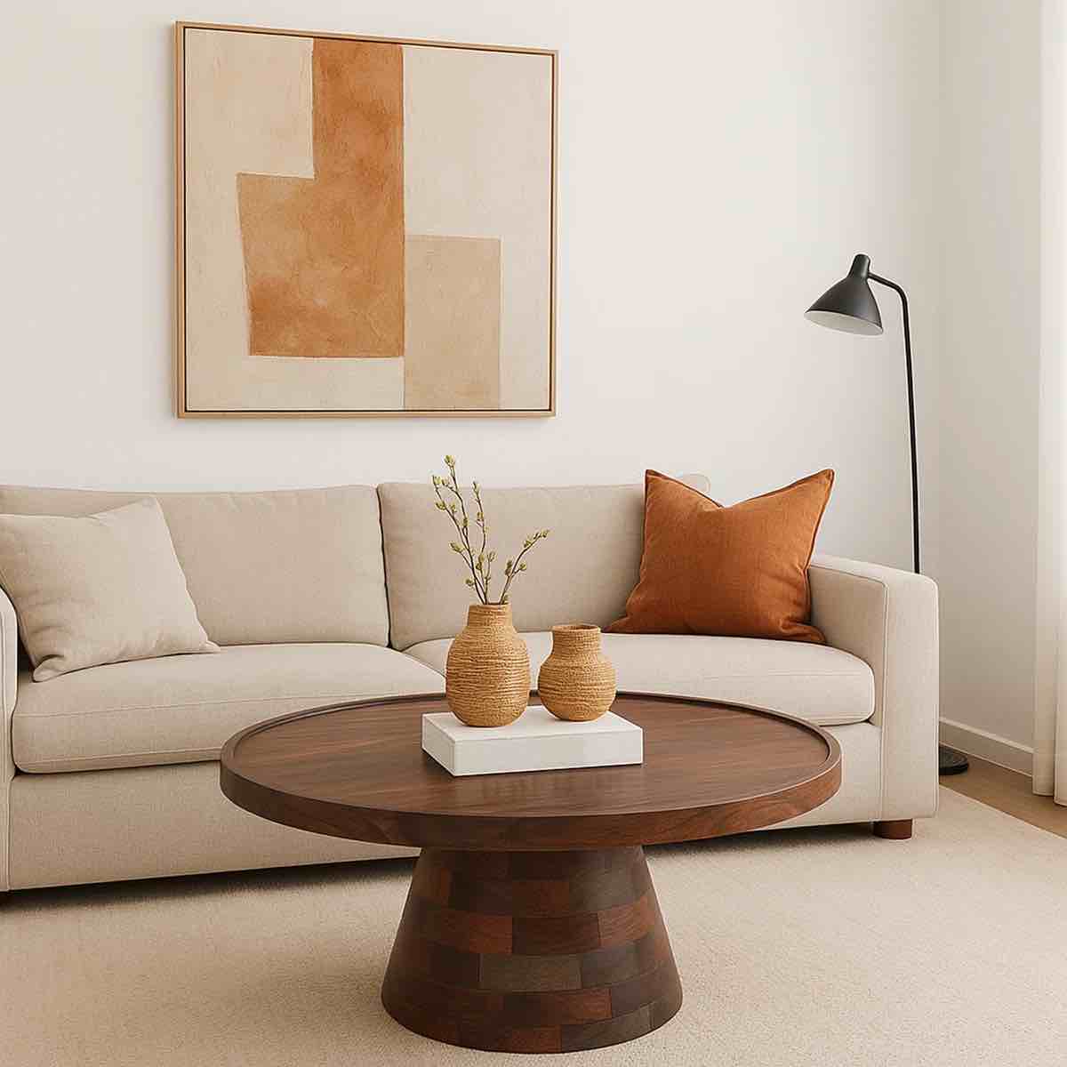 Gerald Wood Round Coffee Table Top, Gray Dual Tone By 17 Stories