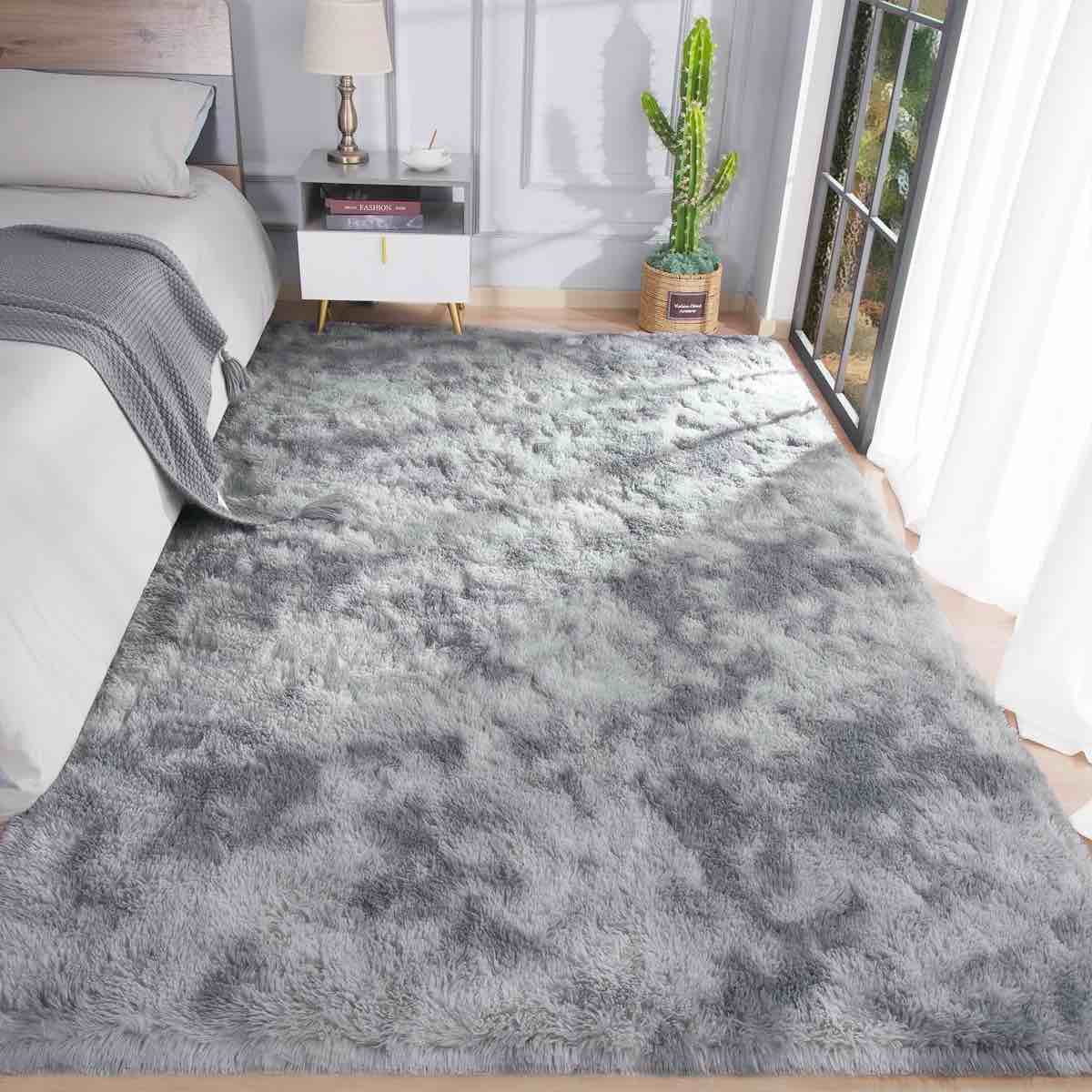 8' x 10' antonije tie dye shag area rug by ebern designs