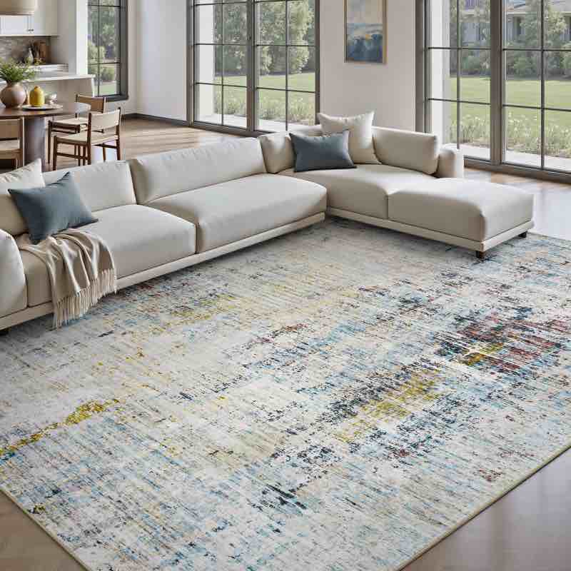 5' x 7' modern abstract machine washable area rug for living room, bedroom