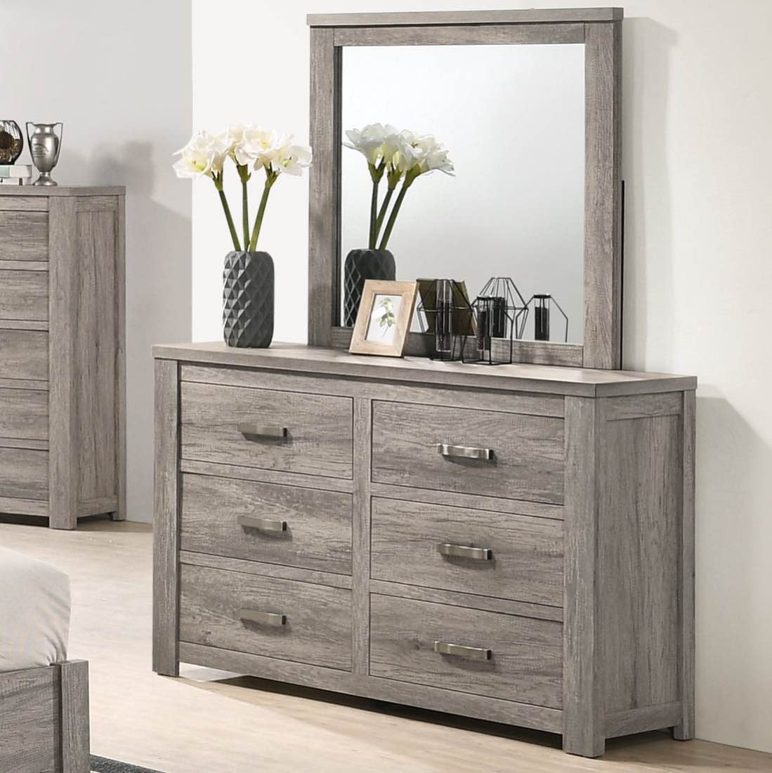 floren contemporary weathered gray wood dresser mirror(mirror only)