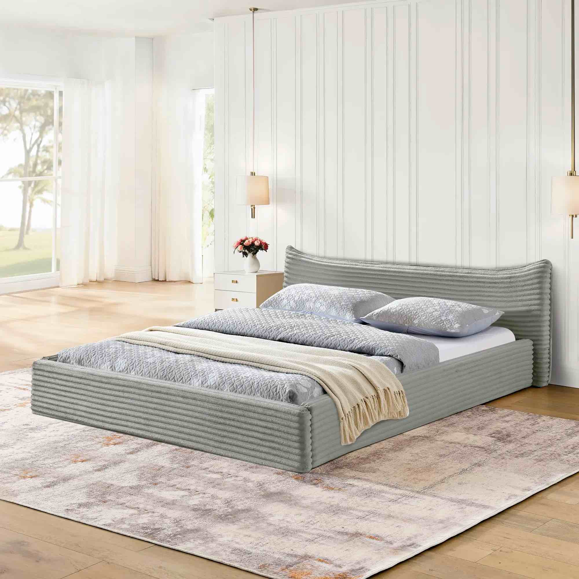 queen size upholstered bed frame(box a only)