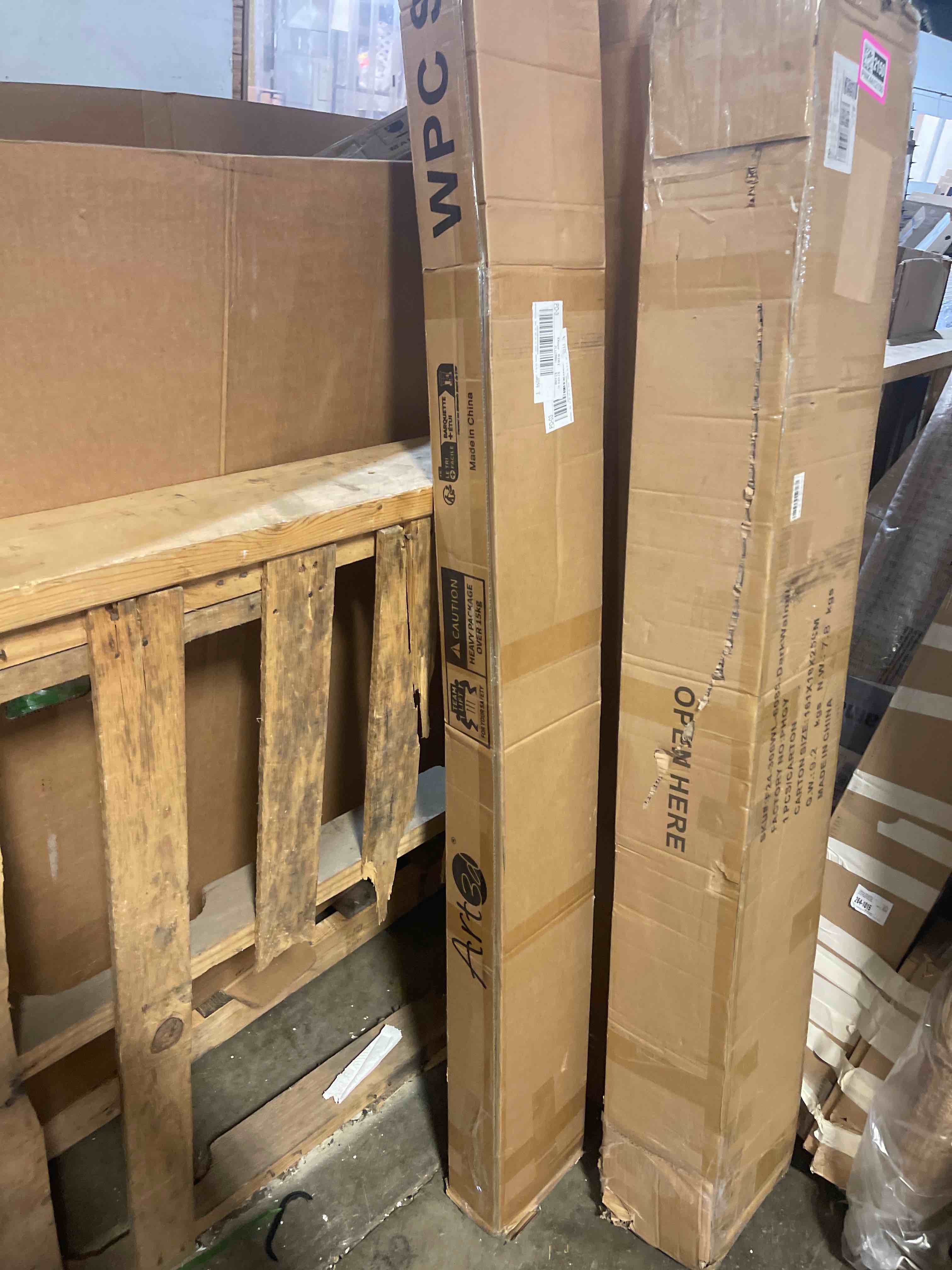 Condition photo showing As Is for wpc slat wall paneling,8-pack 3d wpc wood wall panels,acoustic wall panels for interior wall decor,living room,bedroom,golden oak,95 x 6 in