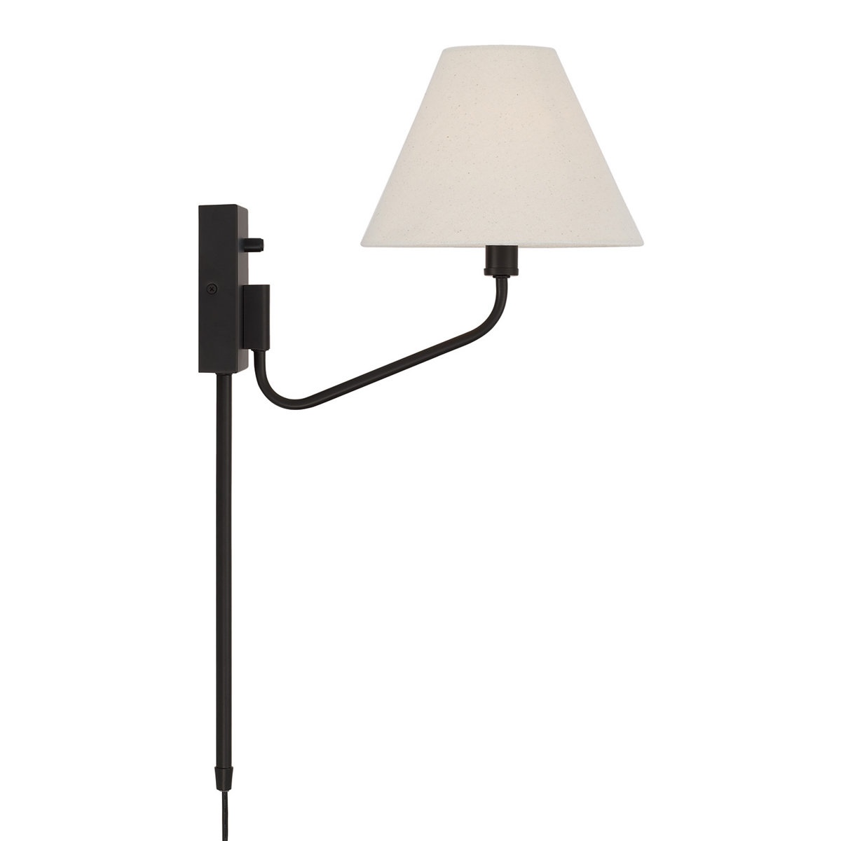 8.5" W x 10.25" H 1-Light Swivel Armed Sconce in Tapered Soft Tan Fabric Shade with Optional Plug-in and Cord Cover