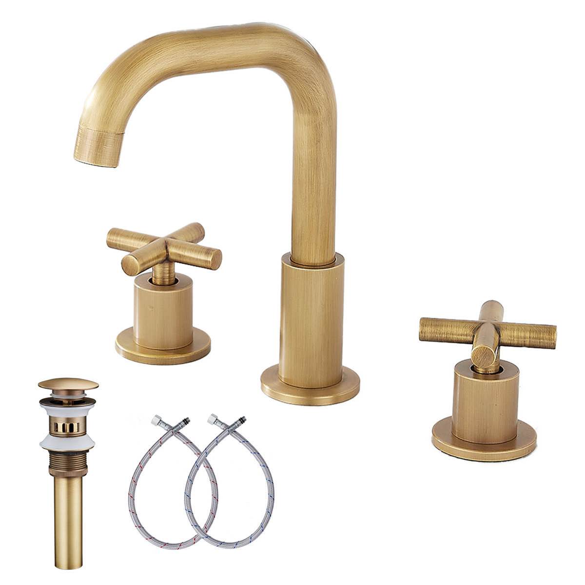 widespread 2-handle bathroom faucet with drain assembly 