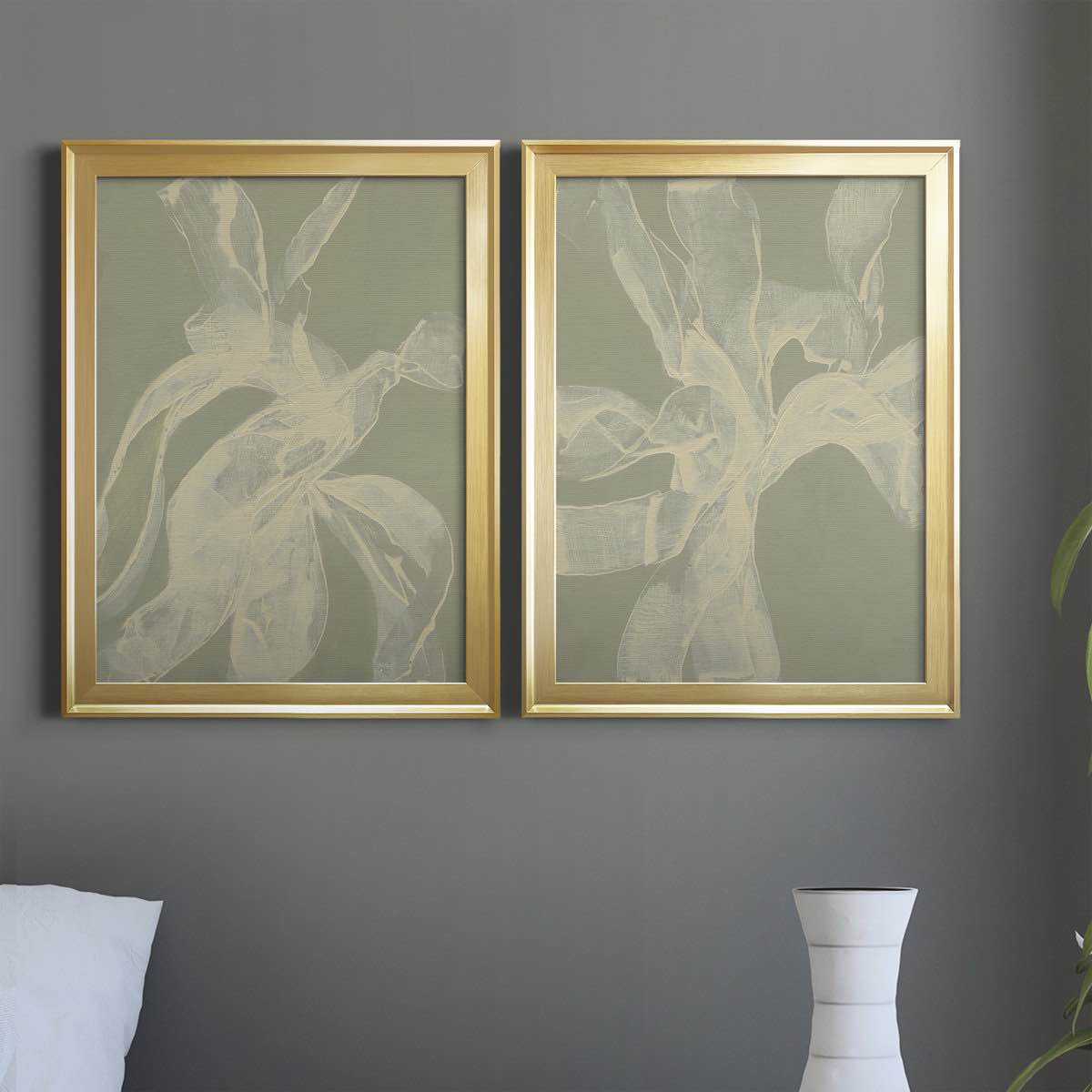 " White Ribbon On Celadon I " 2 - Pieces Painting Print(Similar pictures)