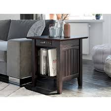 Tolleson Solid Wood End Table with Built-In Device Charging Station