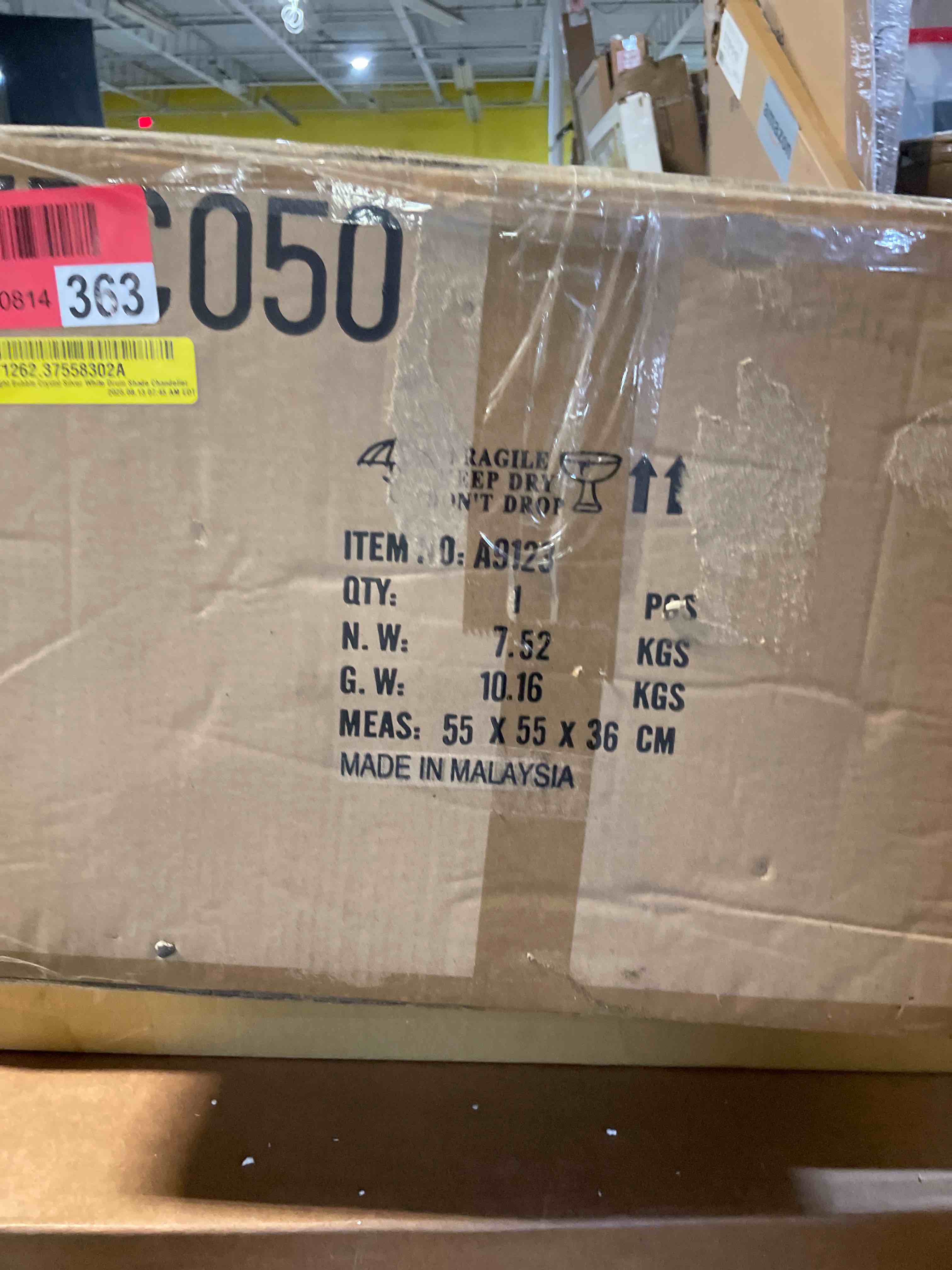 Condition photo showing As Is for andi  4 light bubble crystal silver white drum shade chandelier