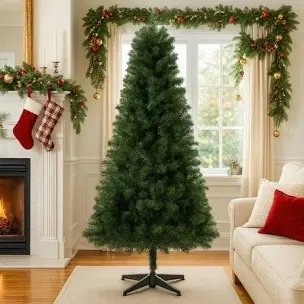 6FT Unlit Artificial Christmas Tree With 490 Tips, PVC Full Bran