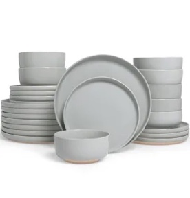 famiware 24 piece dinnerware sets, plates and bowls sets for 8