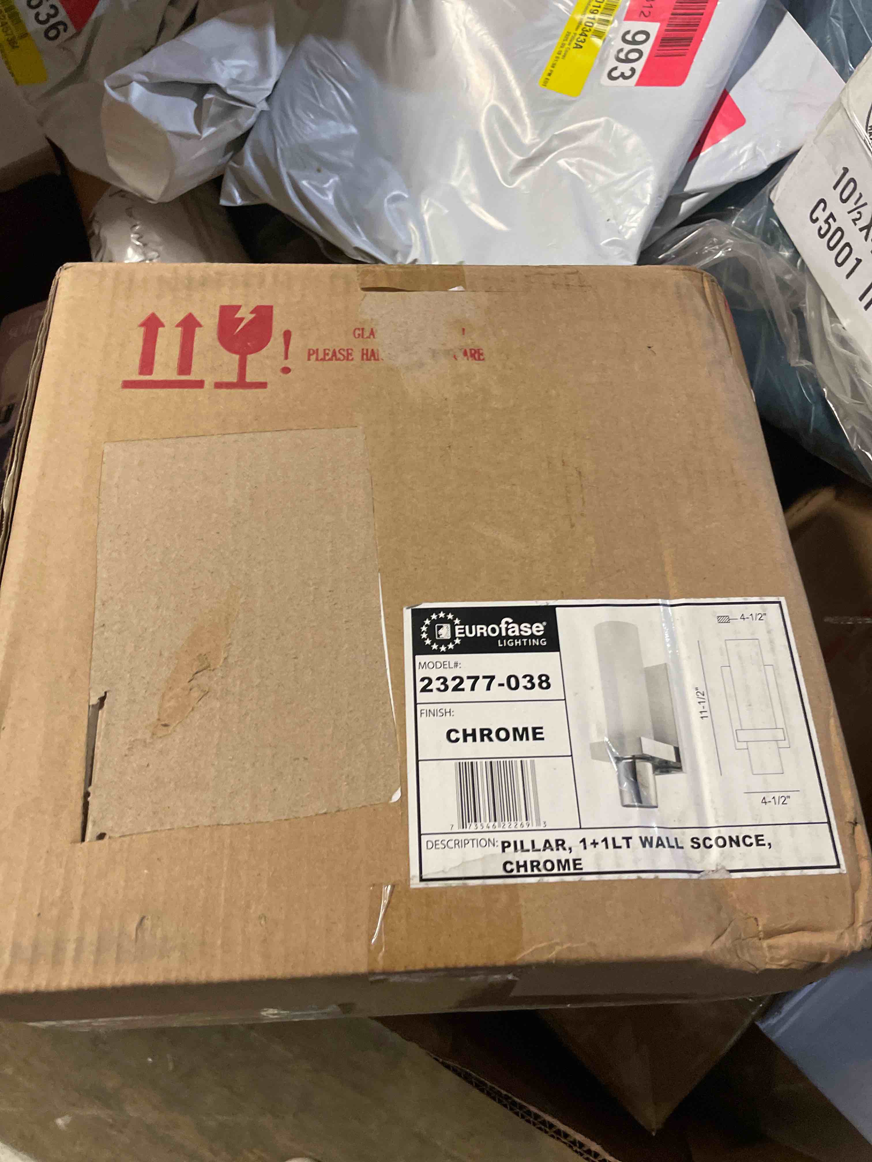 Condition photo showing New/Like New for eurofase lighting - pillar - 1 light wall sconce - 4.5 inches wide by 11.5