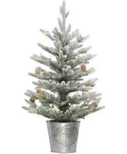 Pre-lit Potted Flocked Tabletop Christmas Tree