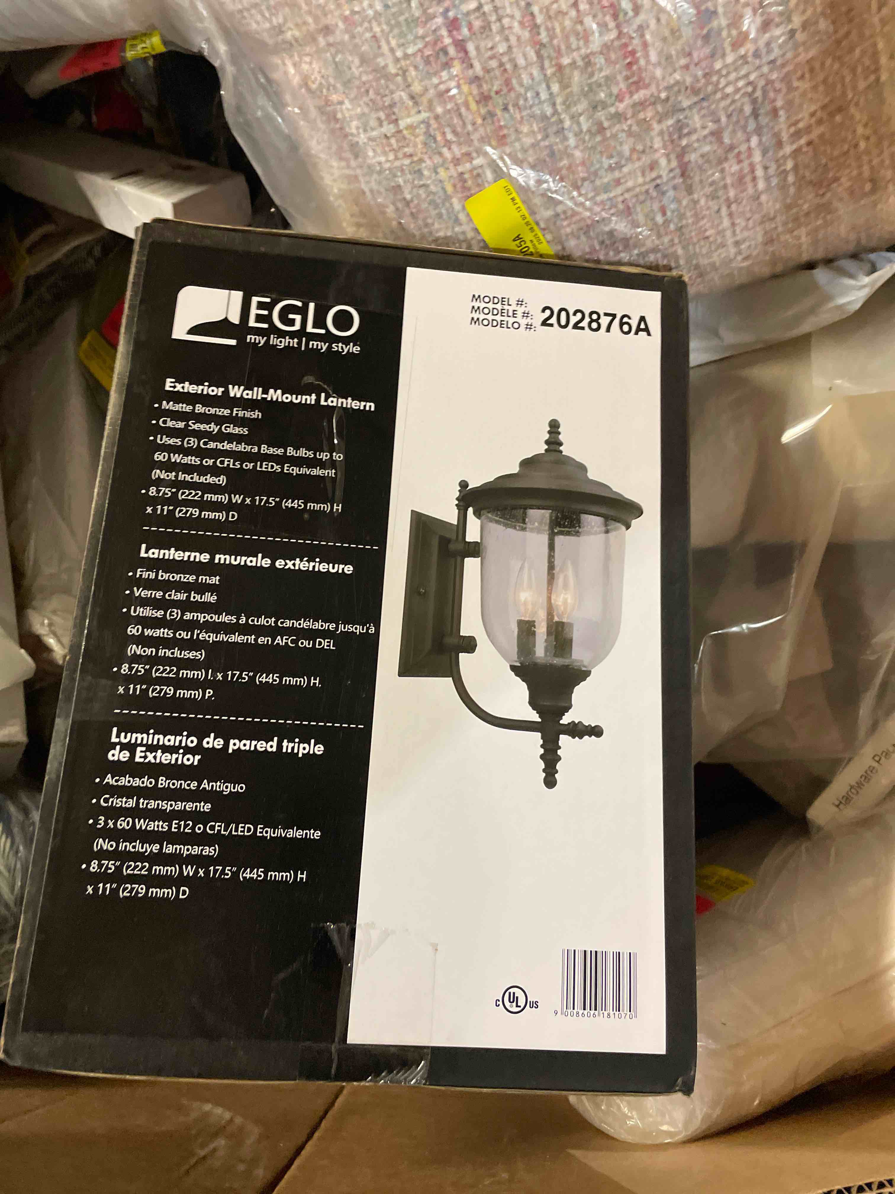 Condition photo showing New/Like New for mayview 5 light chandelier bronze/white - eglo