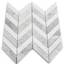 Dart 1" x 3" Marble Herringbone Mosaic Wall & Floor Use