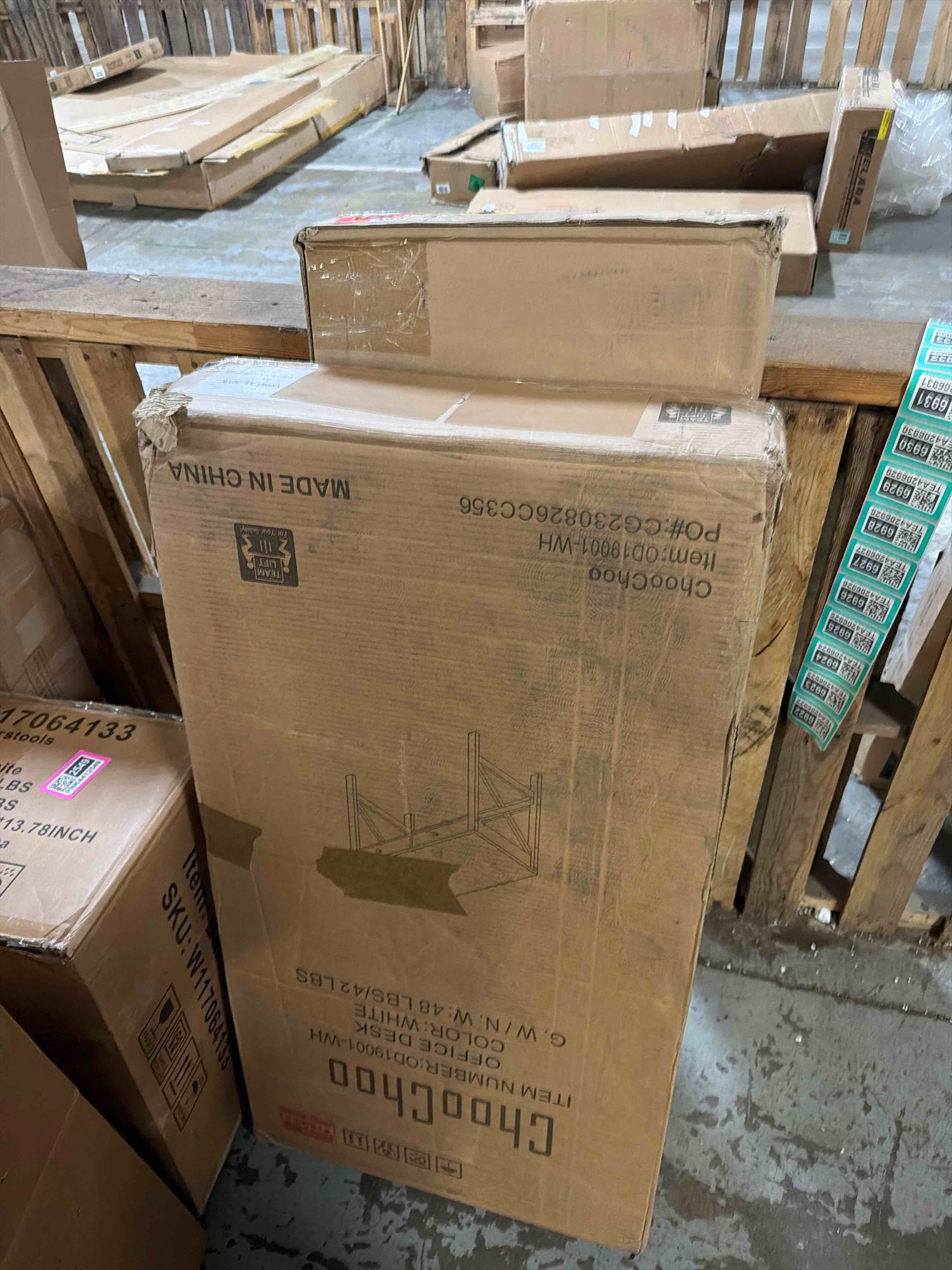 Condition photo showing New/Like New for choochoo computer desk study for home office, modern simple 40 inches desk with drawers, makeup vanity console table, white white 40inch