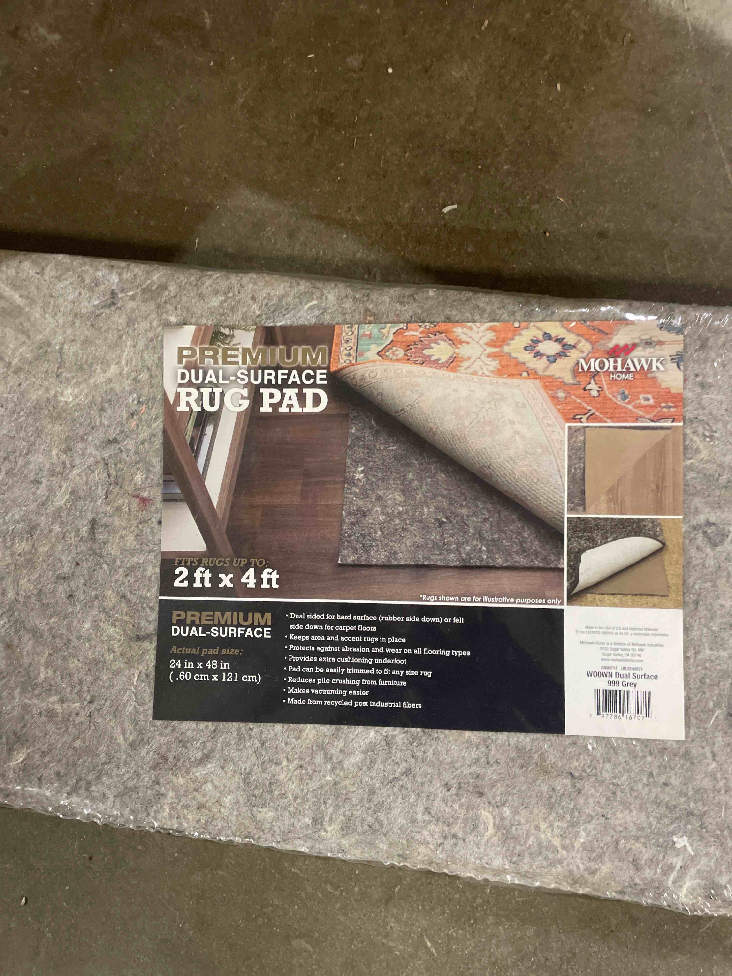 Condition photo showing New/Like New for mohawk home non slip rug pad 2' x 4'- 1/4" thick felt + latex rubber gripper - dual surface cushion for hardwood, carpet, tile floors, made in usa