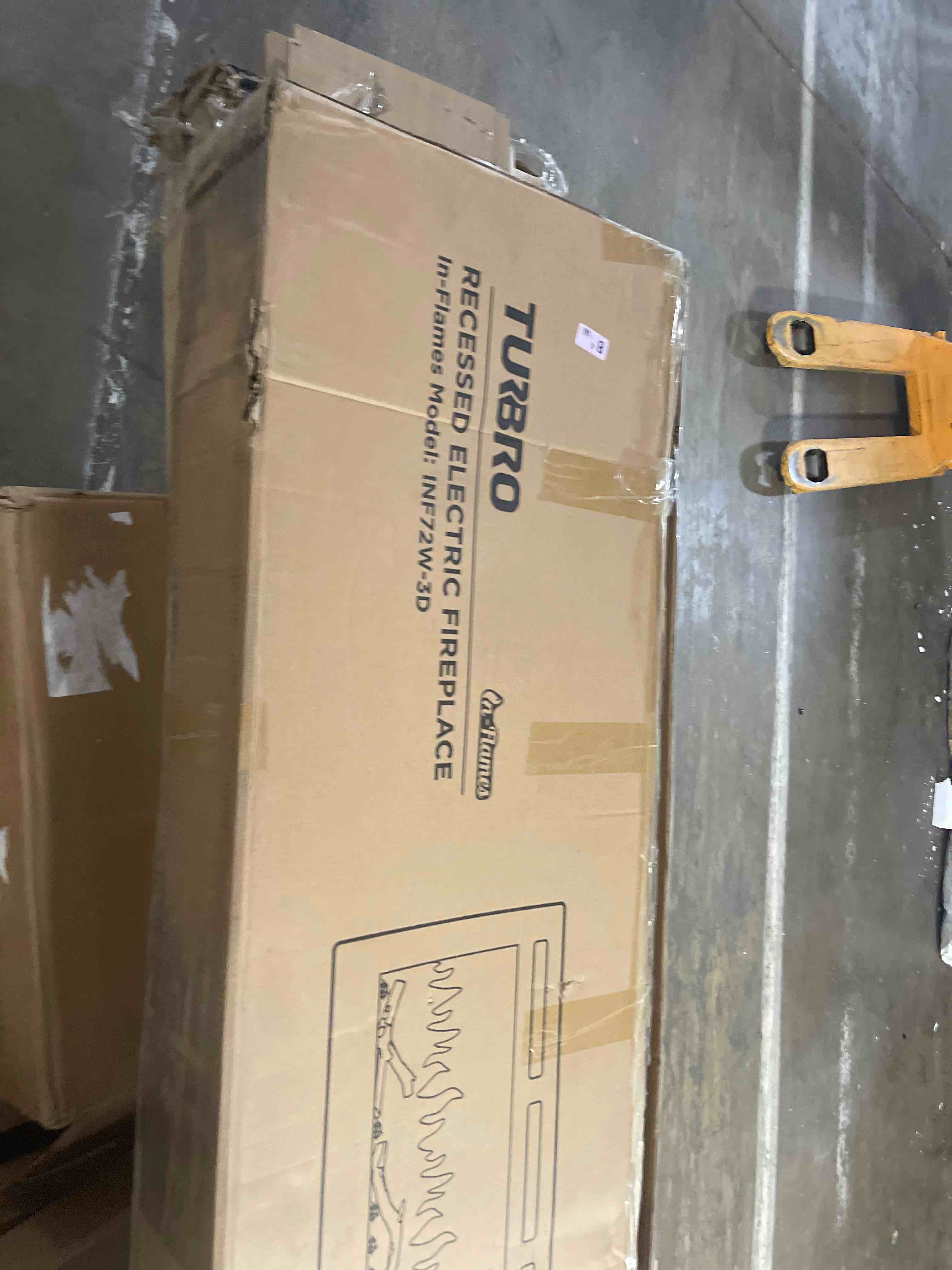 Condition photo showing As Is for touchstone smart electric fireplace-the sideline 50" wide-in wall recessed - 30 realistic ember color/flame options - 1,500w heater w/thermostat - log & crystal hearth options - alexa/wifi enabled