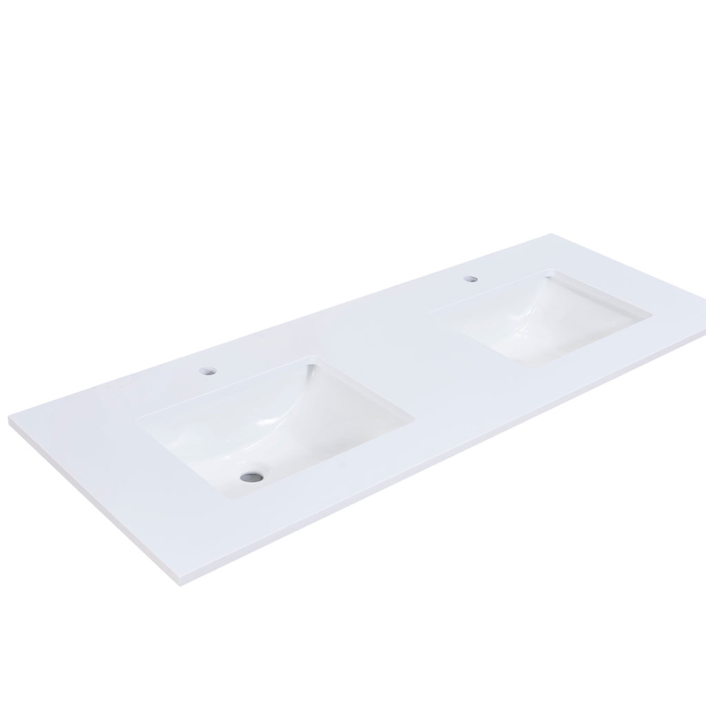 Altair 60" Stone effects Vanity Top in Snow White with White Sink