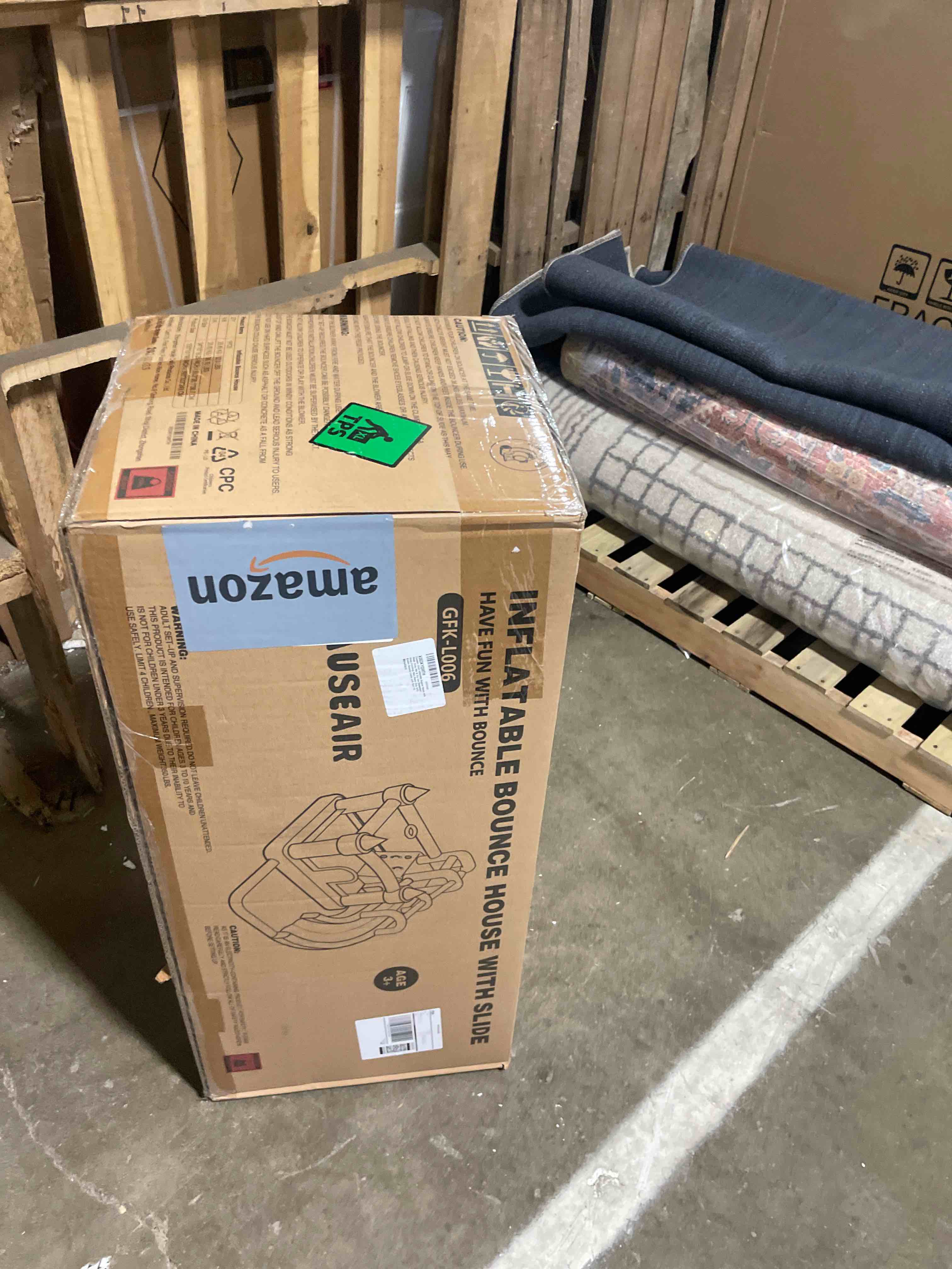 Condition photo showing New/Like New for giant inflatable bounce house with water slide,wet & dry use,basketball hoop,climbing wall,heavy duty gfci blower,bouncy castle with ball pit