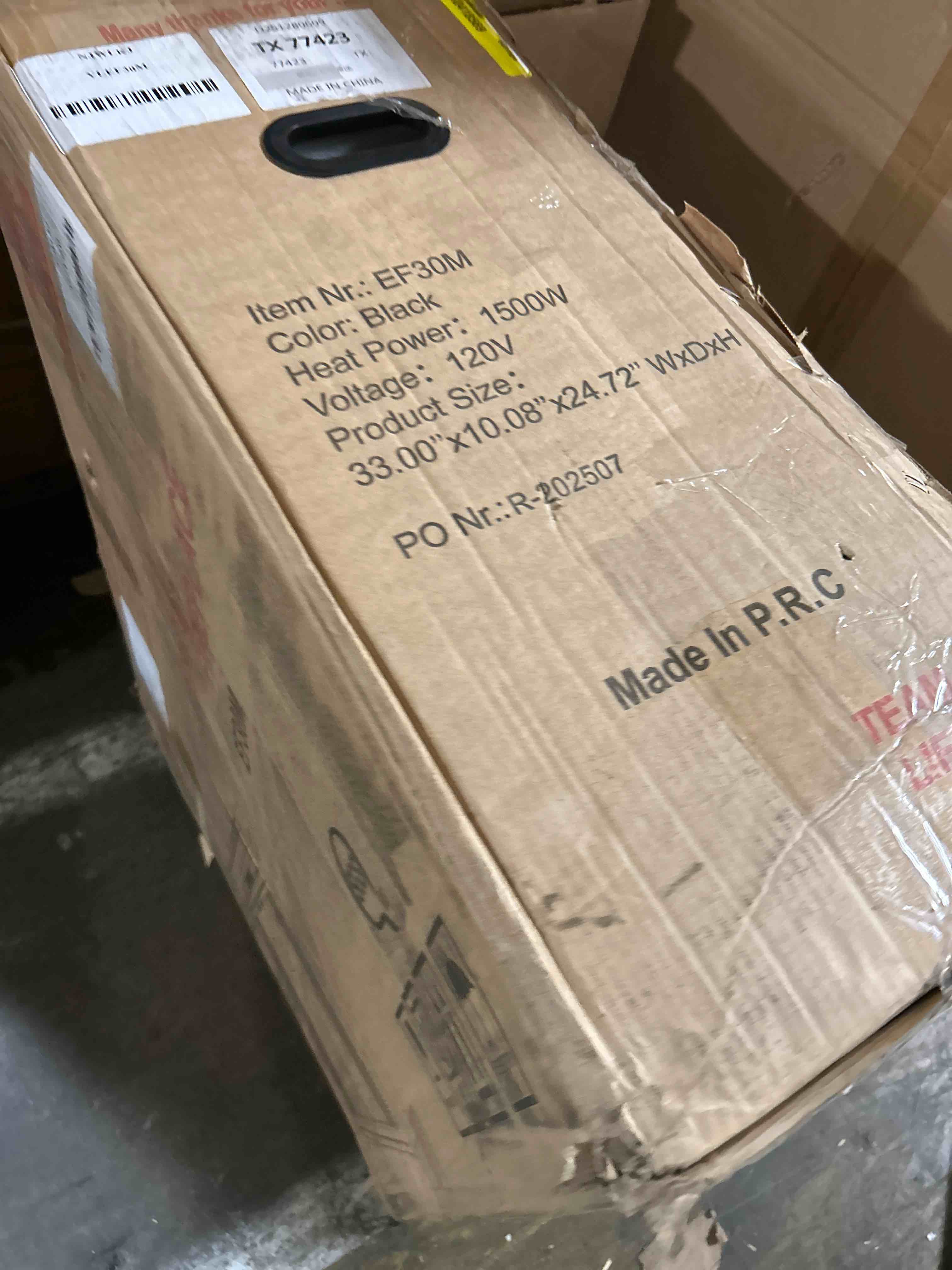 Condition photo showing New/Like New for clihome 40-in w black wall mount led electric fireplace with remote control included