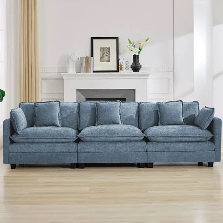 chenille upholstered modular sectional sofa couch with cloud deep (incomplete only armrest)