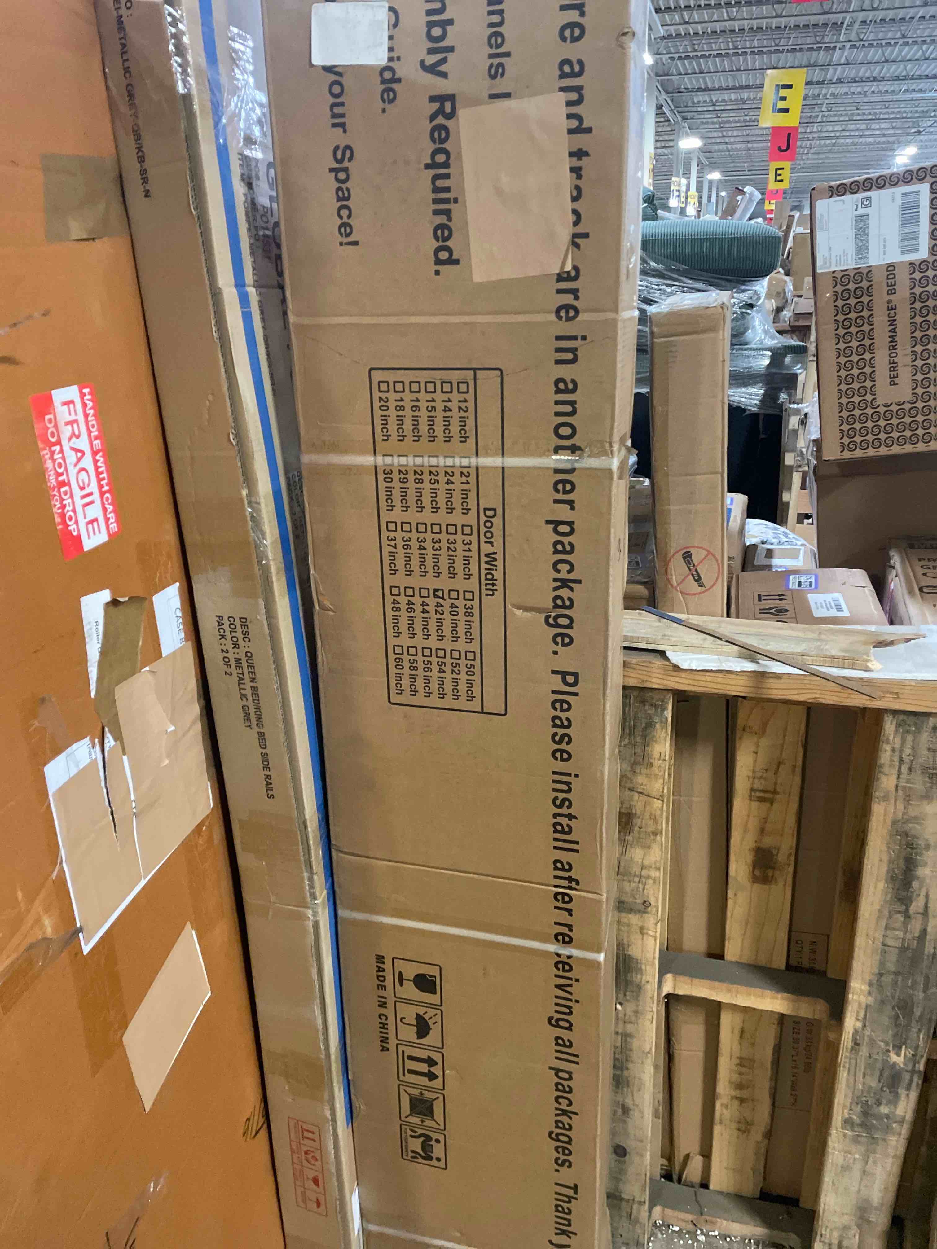 Condition photo showing Good Condition for fredbeck 42x84 inch white barn door with 7ft sliding door hardware kit included & handle,mdf,solid pvc surface,diy assembly,5-panel,fit 38in-41in opening