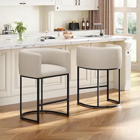 26" H Counter Height Bar Stools, Modern Barrel Counter Stools (set of 2) 