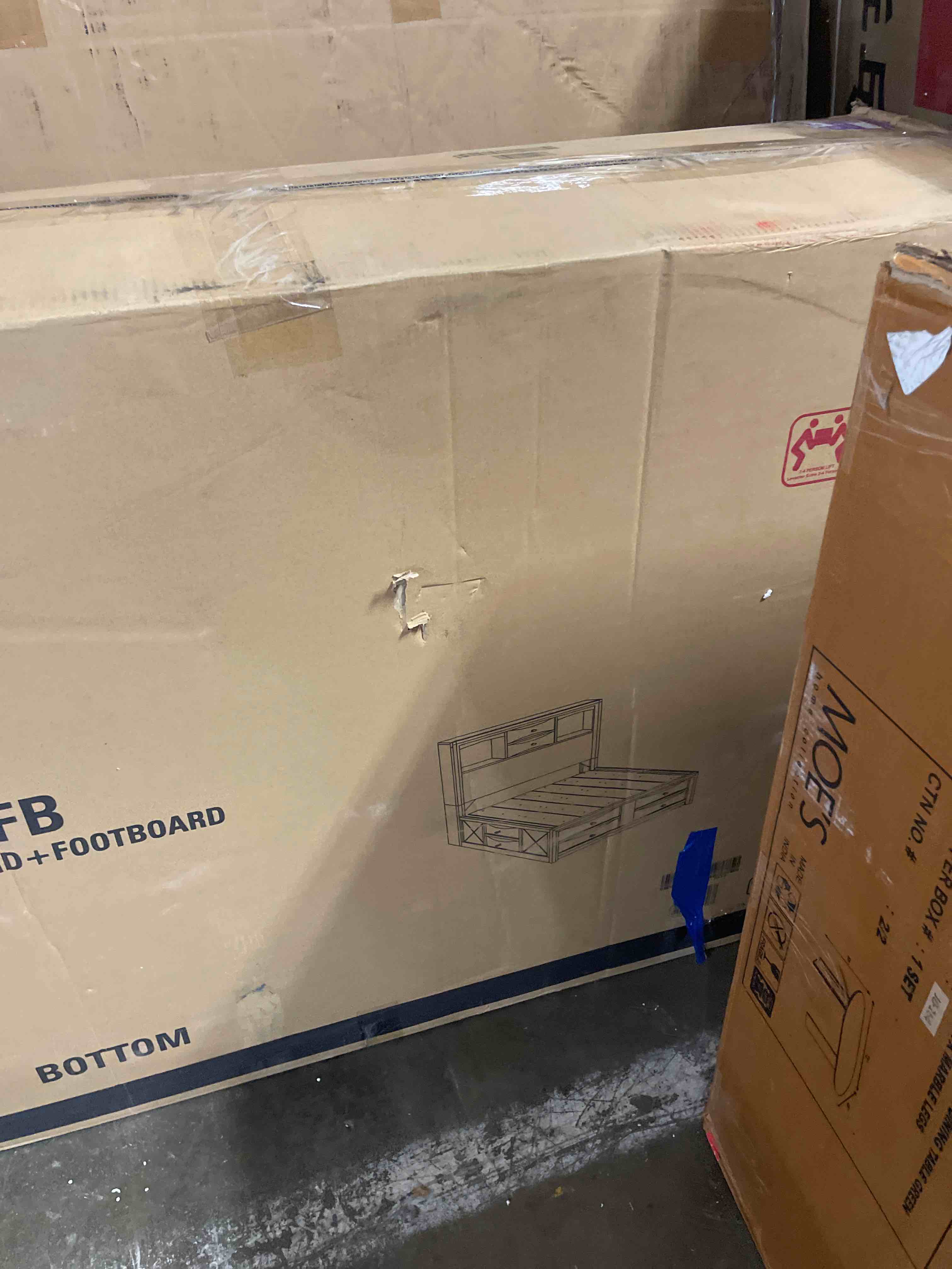 Condition photo showing As Is for eastern king headboard footboard cherry