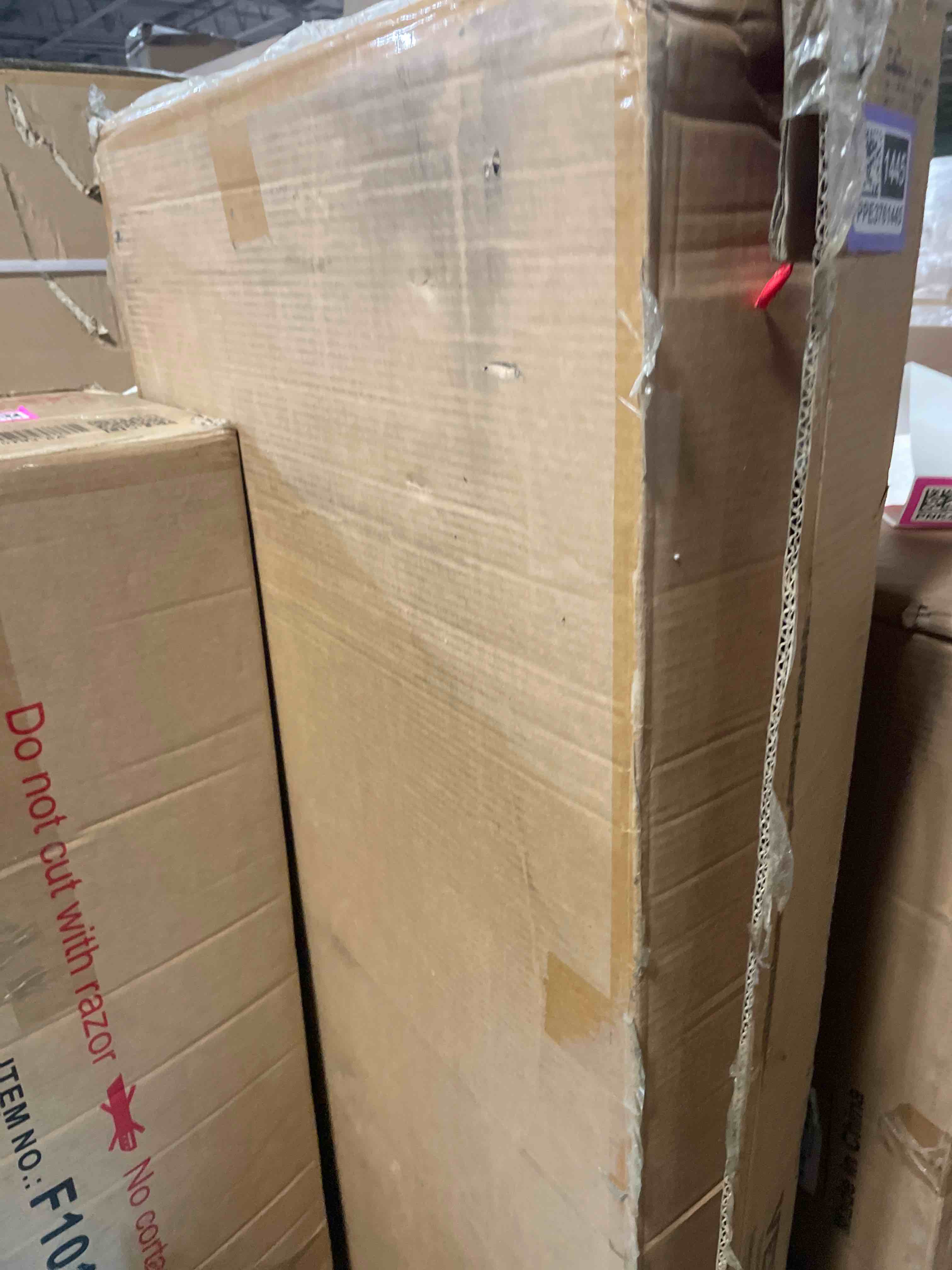 Condition photo showing As Is for vevor brown porch swing