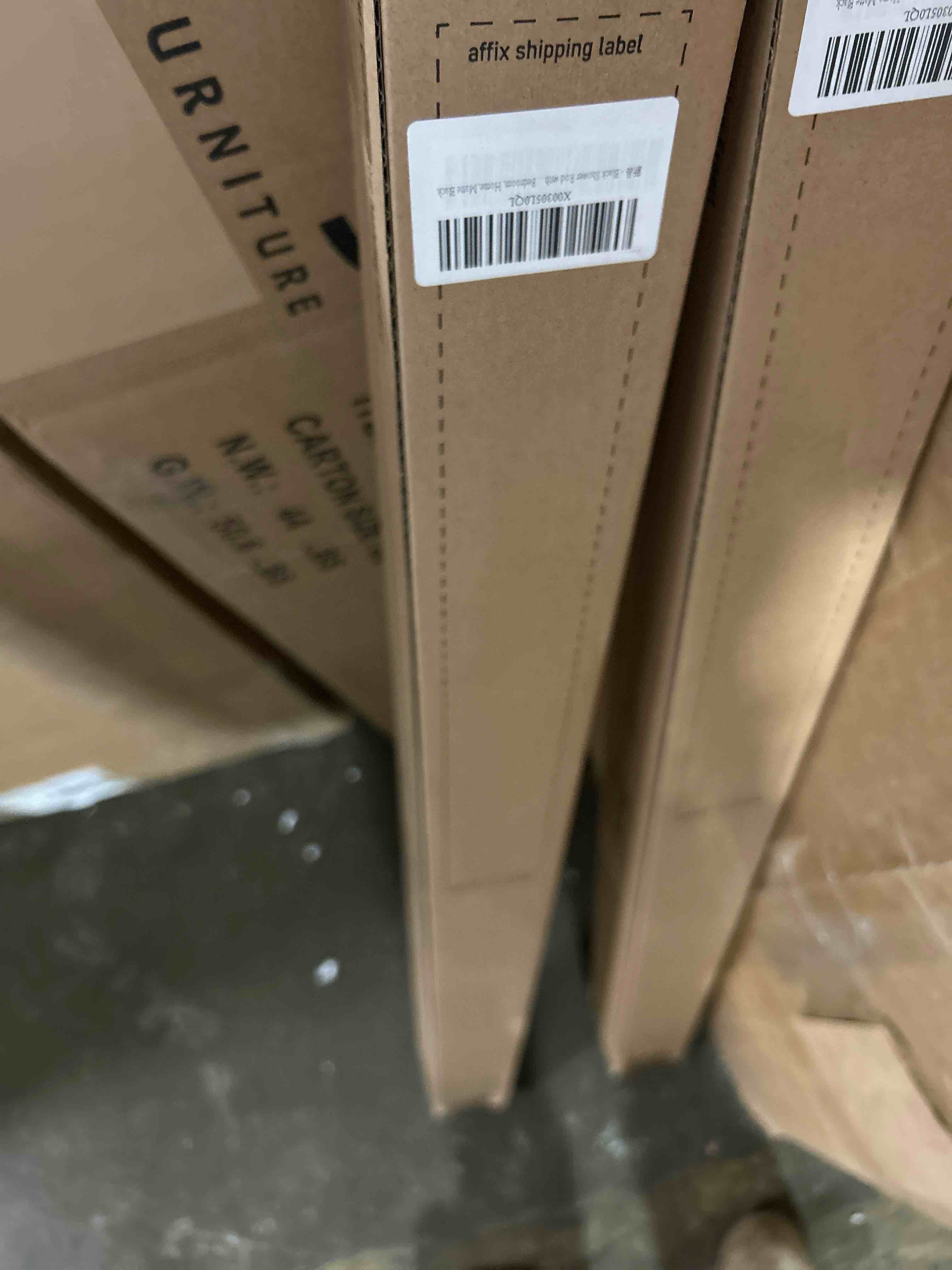 Condition photo showing New/Like New for black shower rod with 12 hooks, 43-72 inches, rust resistance, adjustable tension rod with durable spring, no drilling - use for bathroom, bedroom, home, matte black black with hooks