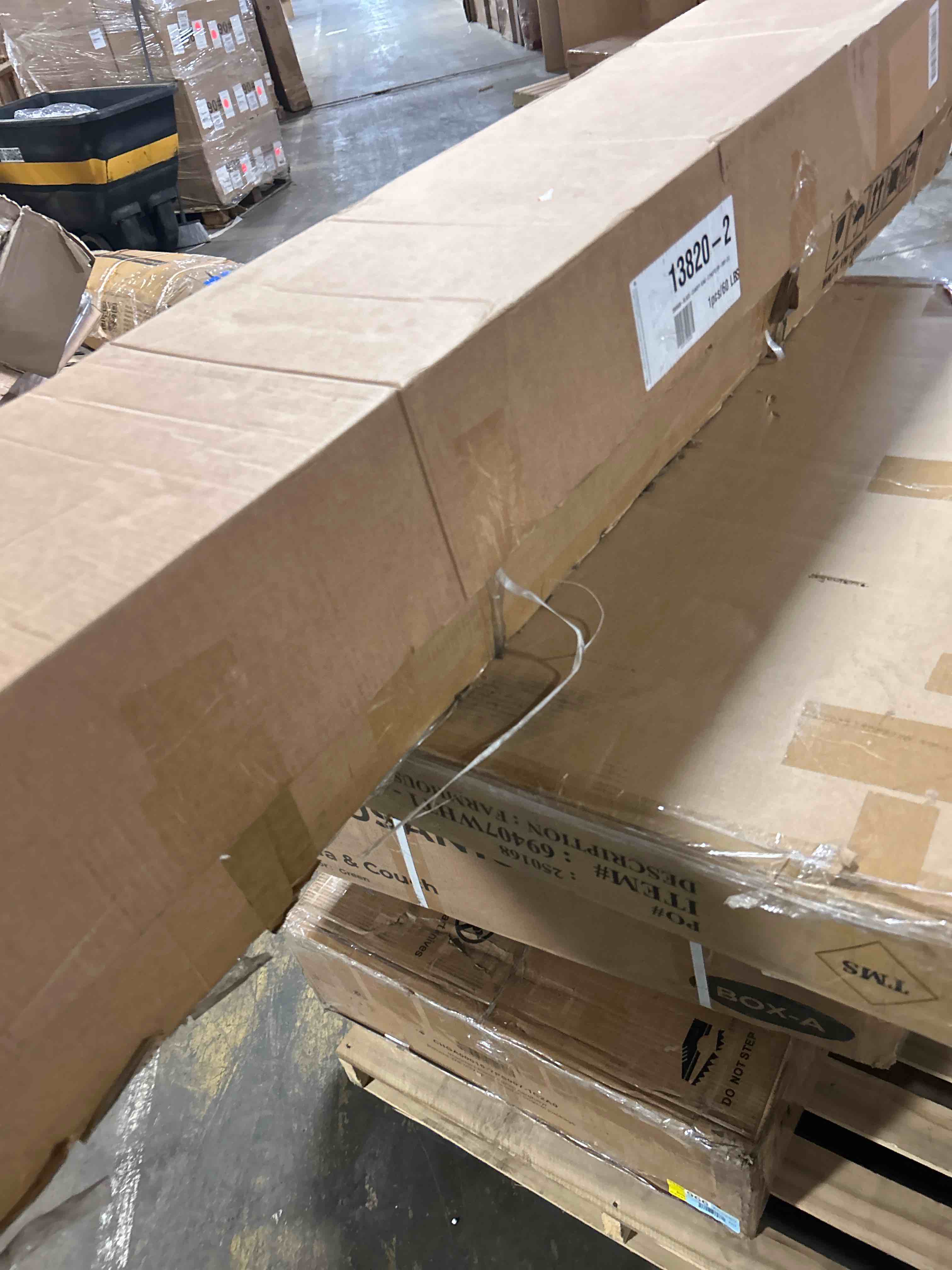 Condition photo showing As Is for baxton primrose king canopy bed in black fluted wood(box 2 only)