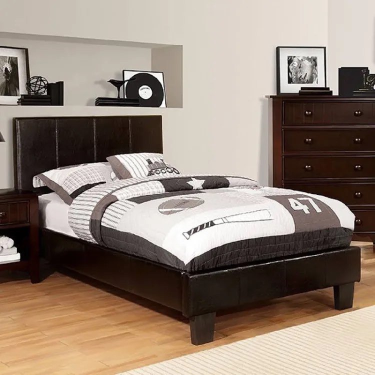 furniture of america upholstered  queen size bed espresso (only footboard and rails)