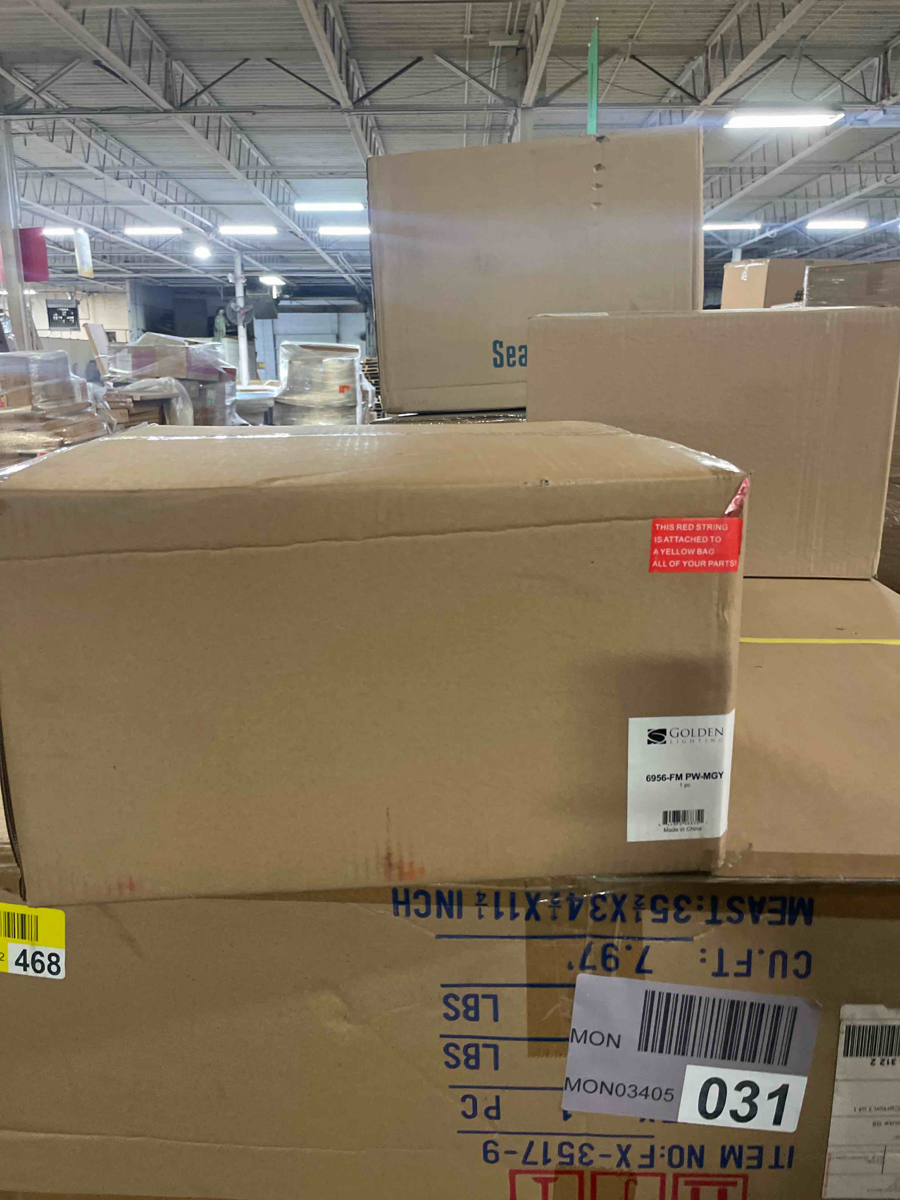 Condition photo showing New/Like New for golden lighting 6956-fm mgy zoey 3 light 14  wide flush mount ceiling fixture - grey