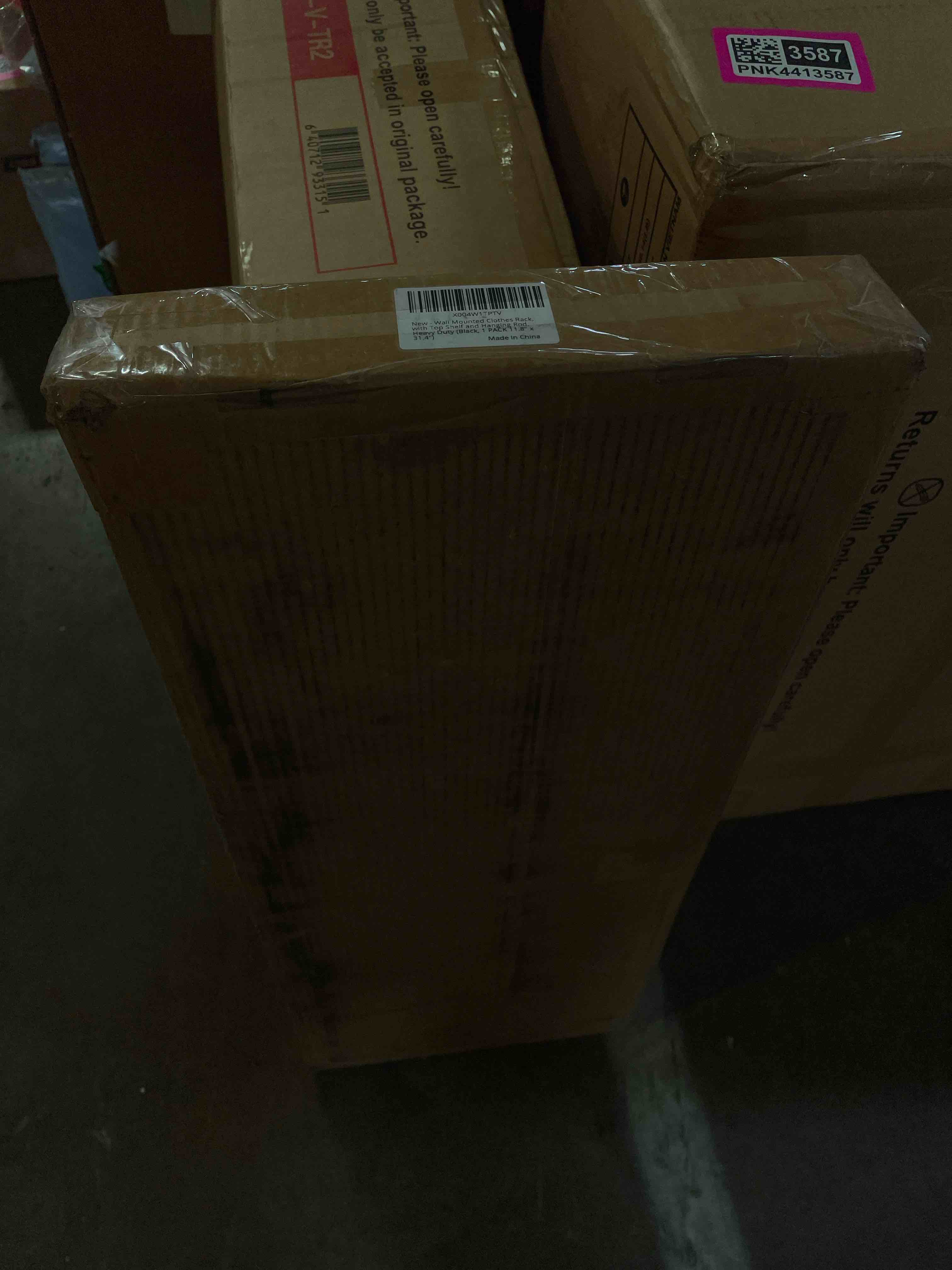 Condition photo showing New/Like New for firjoy closet shelf with hanging rod, heavy duty (black, 1 pack 11.8" x 31.4")