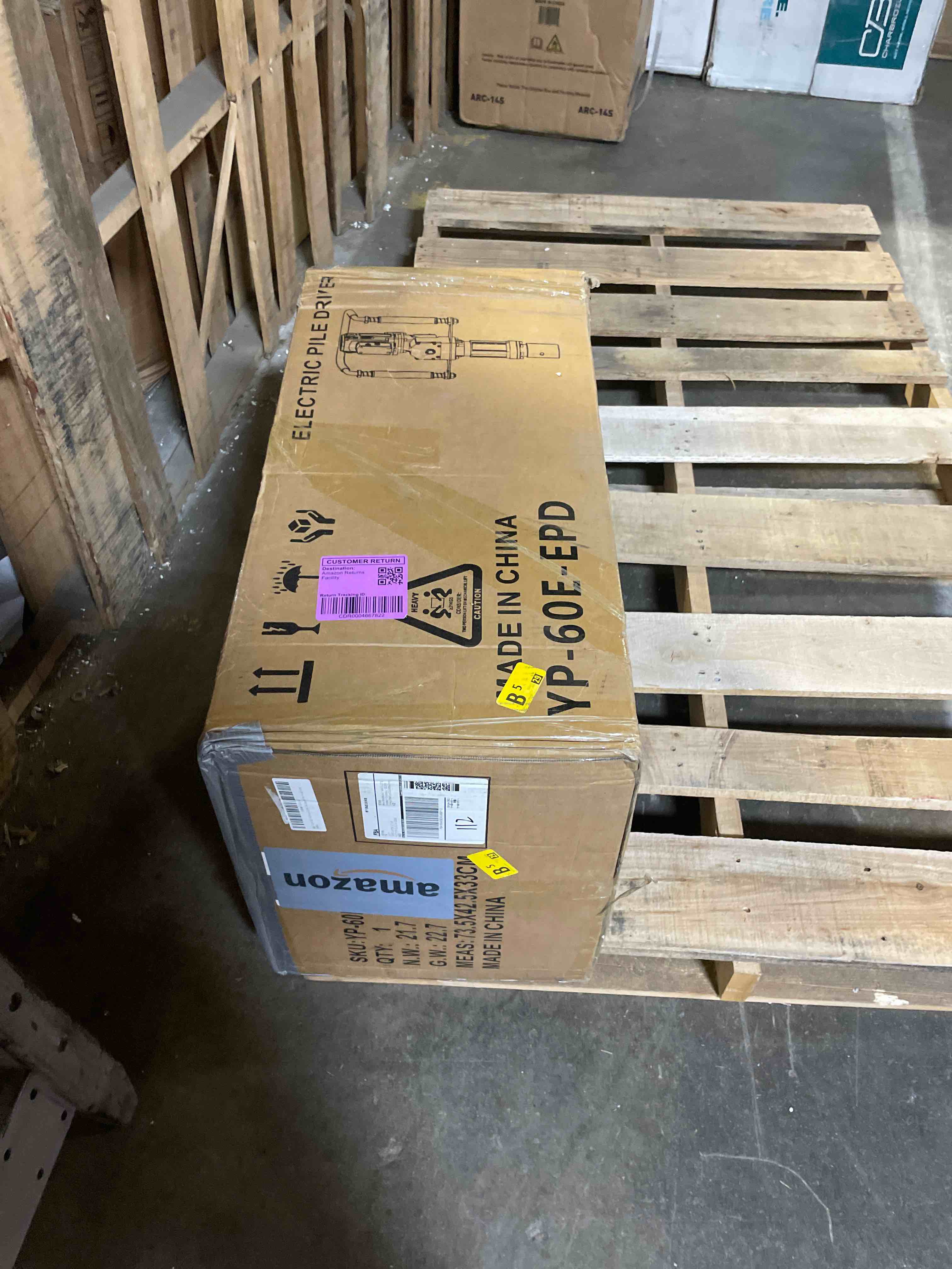 Condition photo showing New/Like New for electric pile driver hammer 2200w electric t post driver, 110v handheld pile driver, 2100 bpm sufficient power, ideal for fence post construction site, farm fences, forestry seedlings
