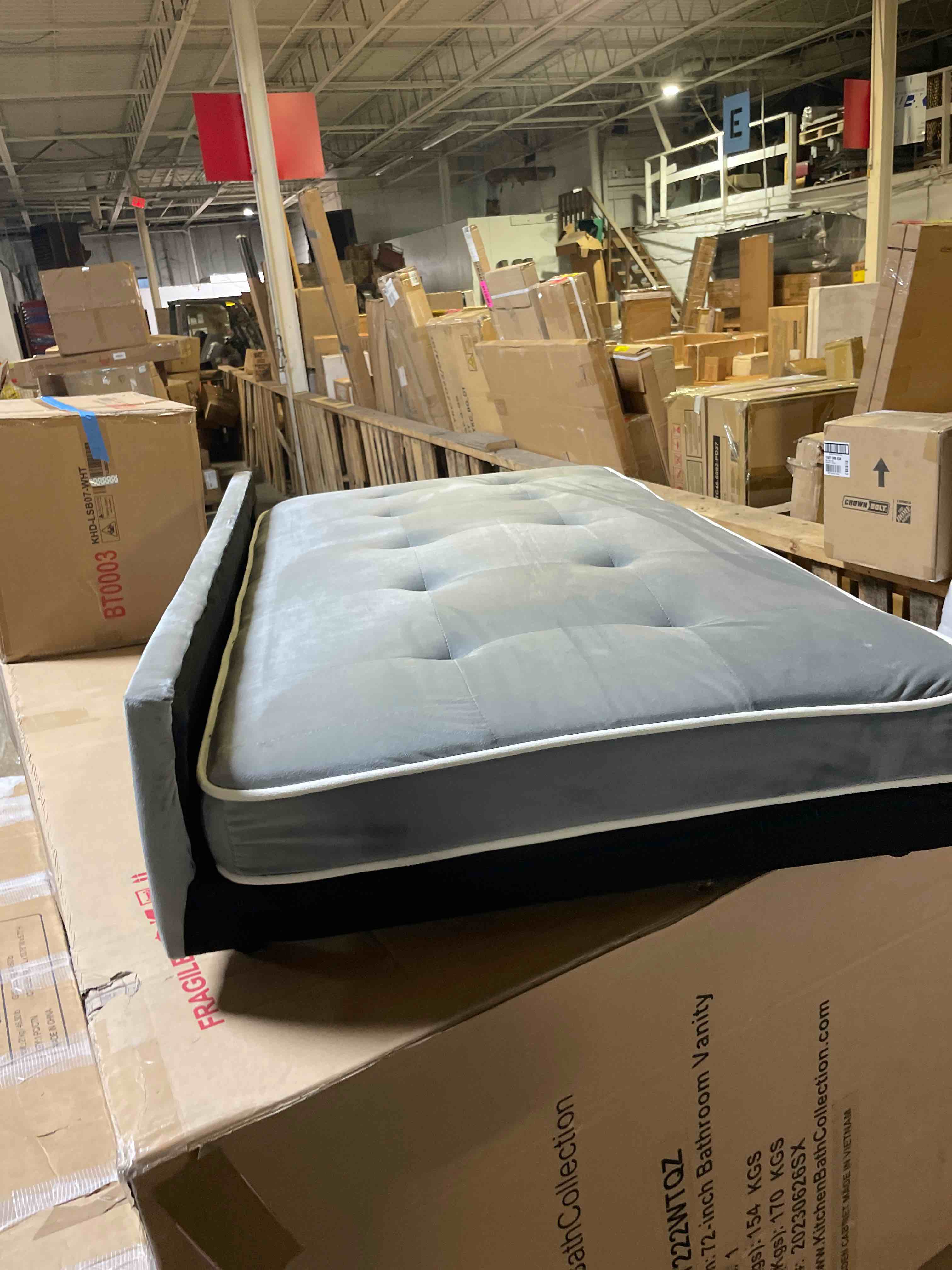 Condition photo showing As Is for 3 in 1 convertible sleeper sofa bed, small couch for living room bedroom with pullout bed adjustable backrest,velvet,loveseat sofa bed,futon couches (incomplete)