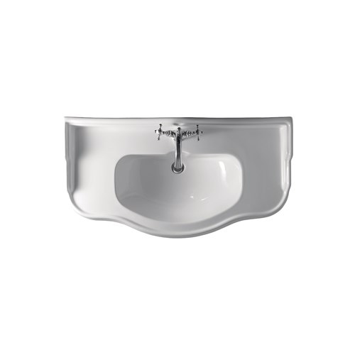 Retro 1050 Vintage Ceramic Wall Mounted Bathroom Sink in Gloss White, 39.4", One Faucet Hole
