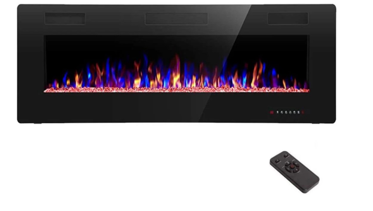 R.W.FLAME 50" 750-1500W Recessed and Wall-Mounted Electric Fireplace