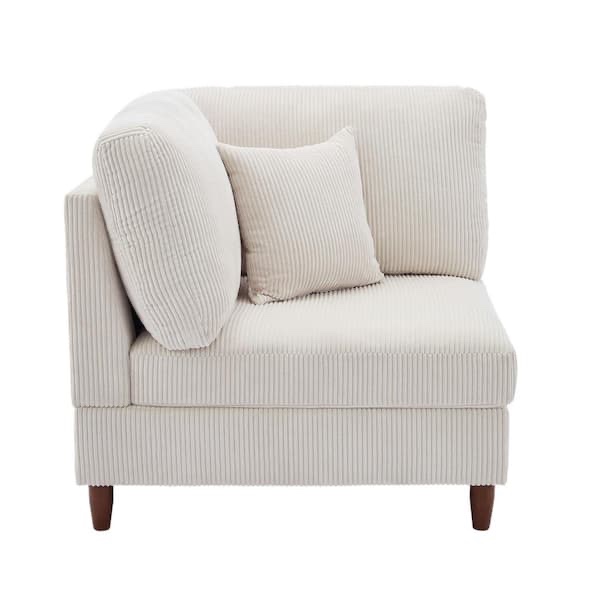 Modern Beige Corduroy Fabric Left Arm Facing Sectional Corner Armchair with Wood Legs Set of 1(INCOMPLETE)$